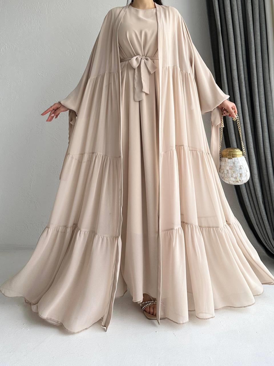 Krem Selin Abaya Takım 