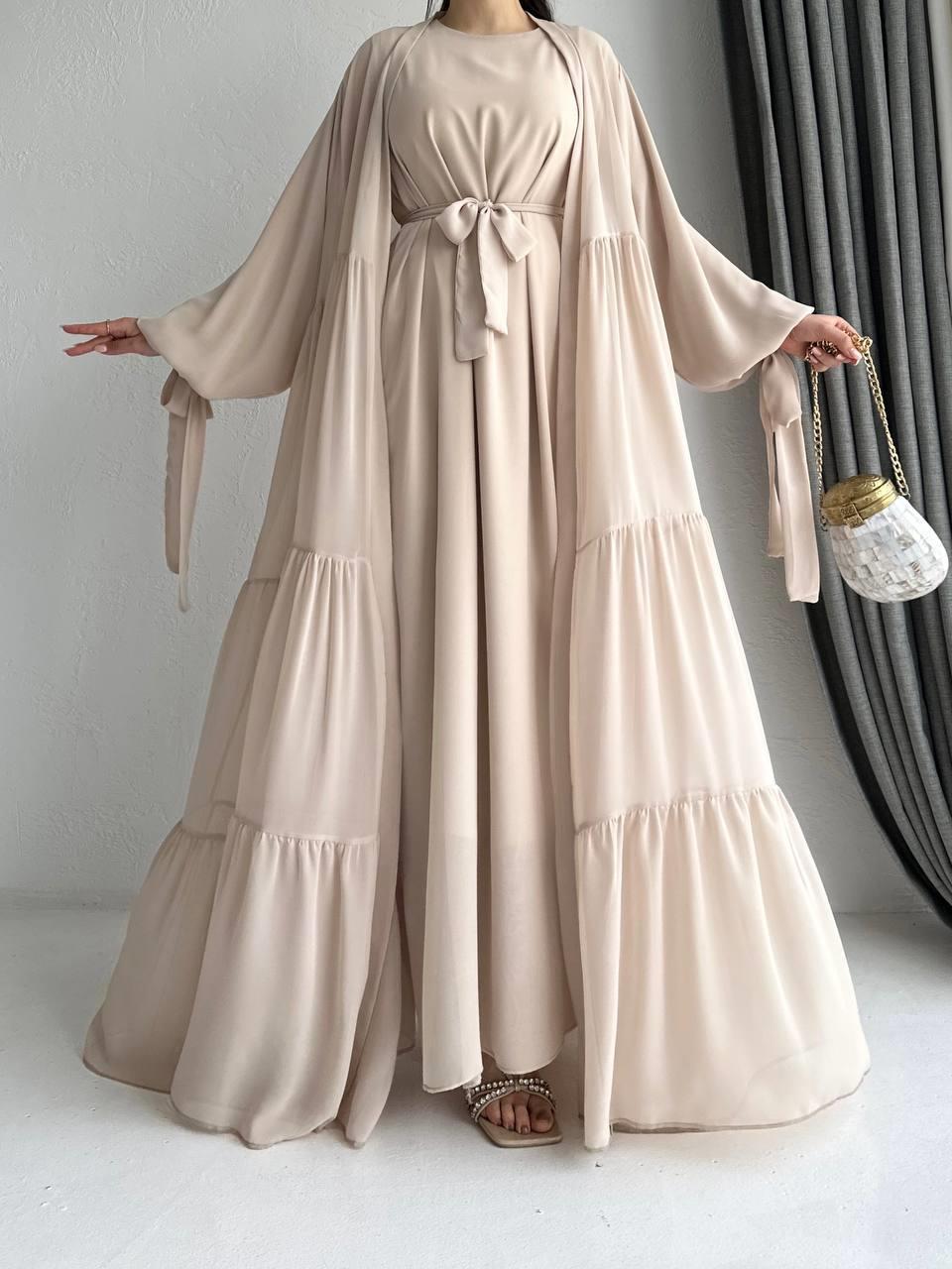 Krem Selin Abaya Takım 