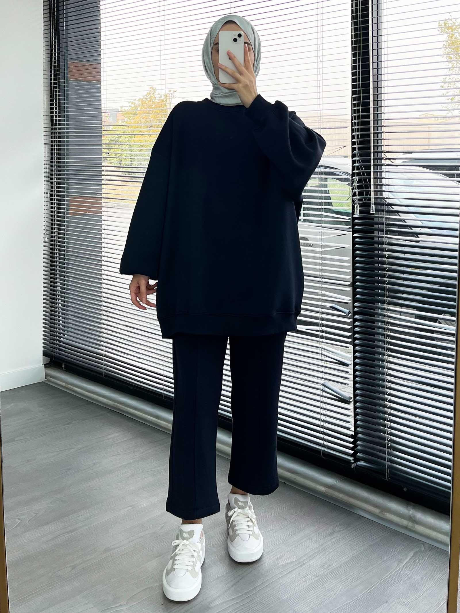 Lacivert Rahat ve Şık Kadın İkili Eşofman Takımı