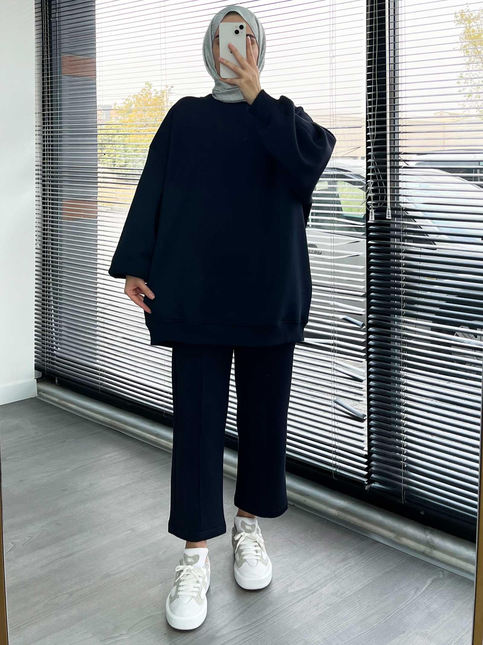 Lacivert Rahat ve Şık Kadın İkili Eşofman Takımı