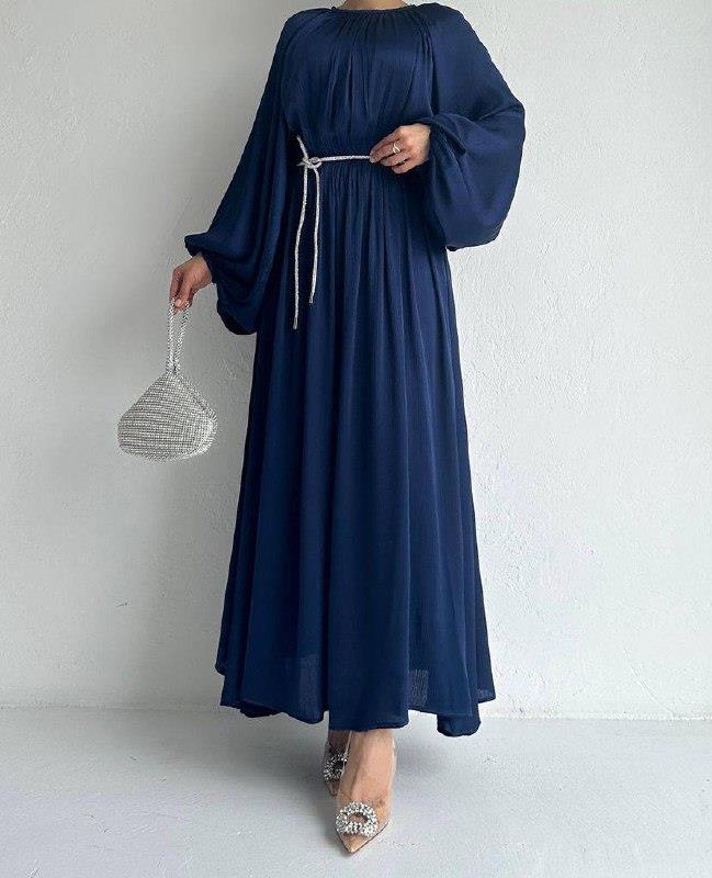 Lacivert Taş Detaylı Elbise