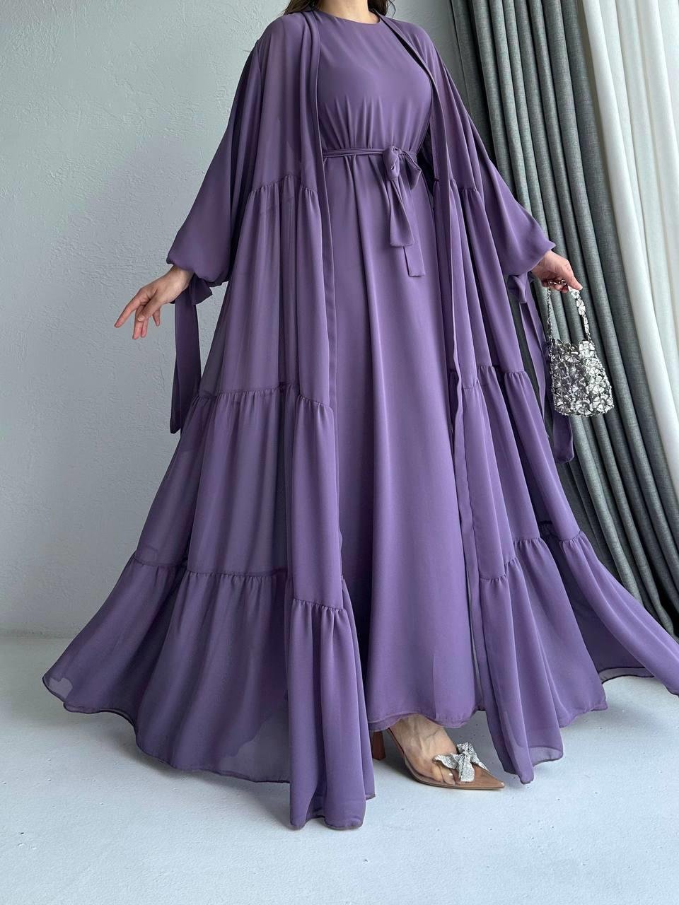 Lila Hena Abaya Takım 