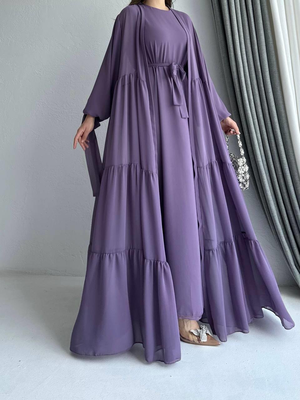 Lila Hena Abaya Takım 