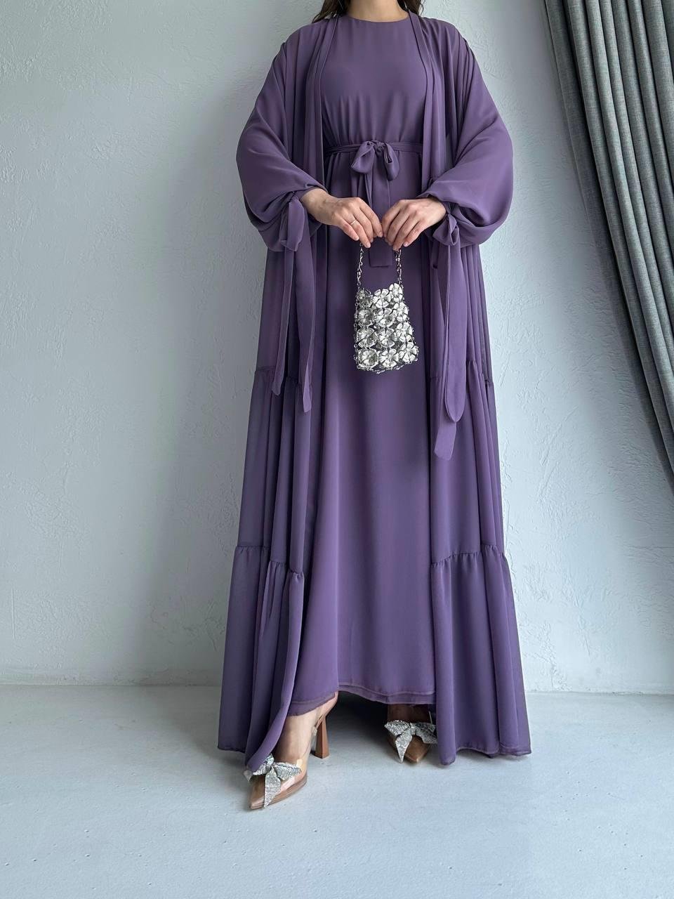 Lila Hena Abaya Takım 