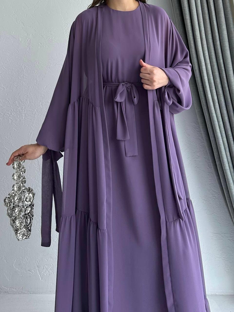 Lila Hena Abaya Takım 