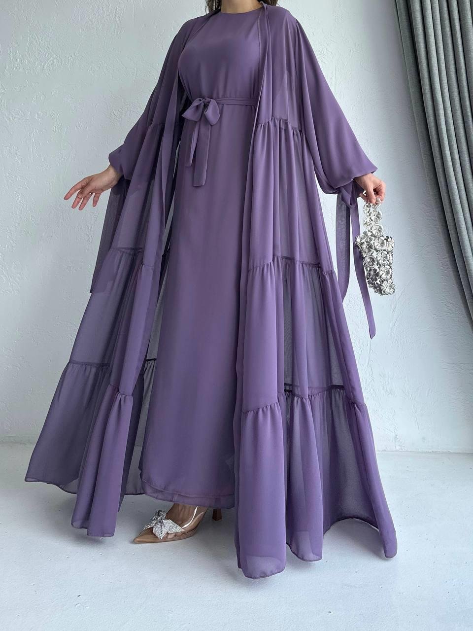 Lila Hena Abaya Takım 