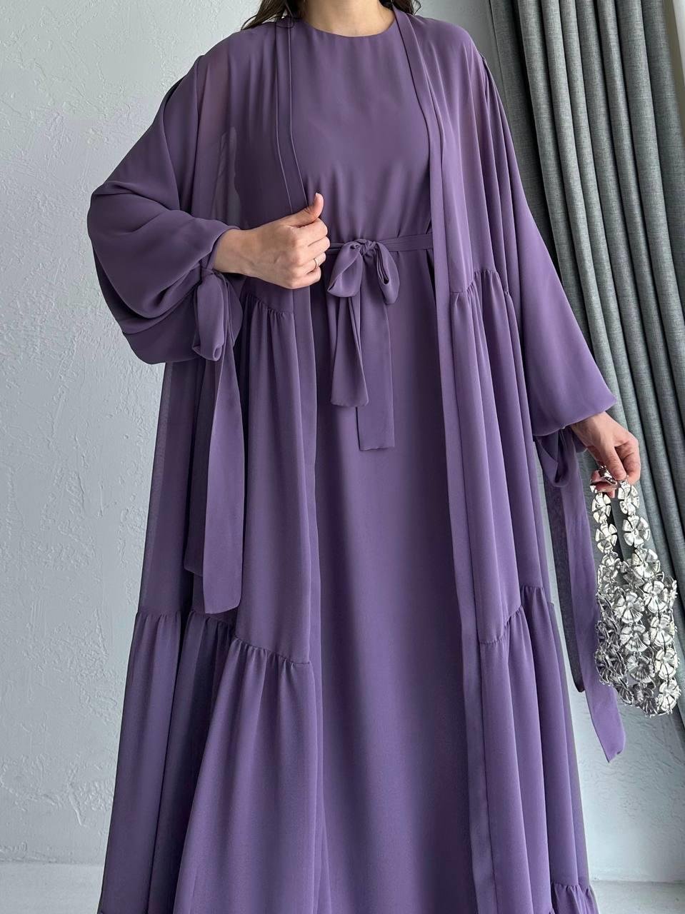 Lila Hena Abaya Takım 