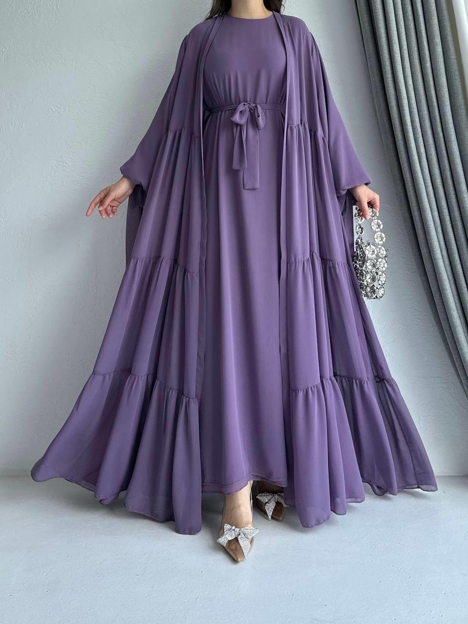 Lila Hena Abaya Takım 