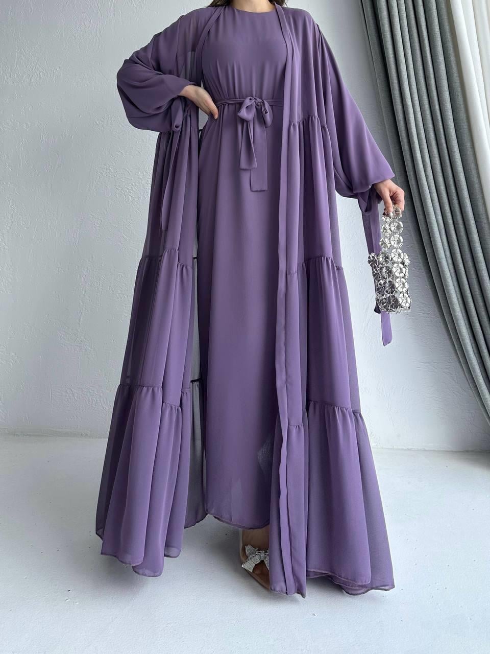 Lila Hena Abaya Takım 