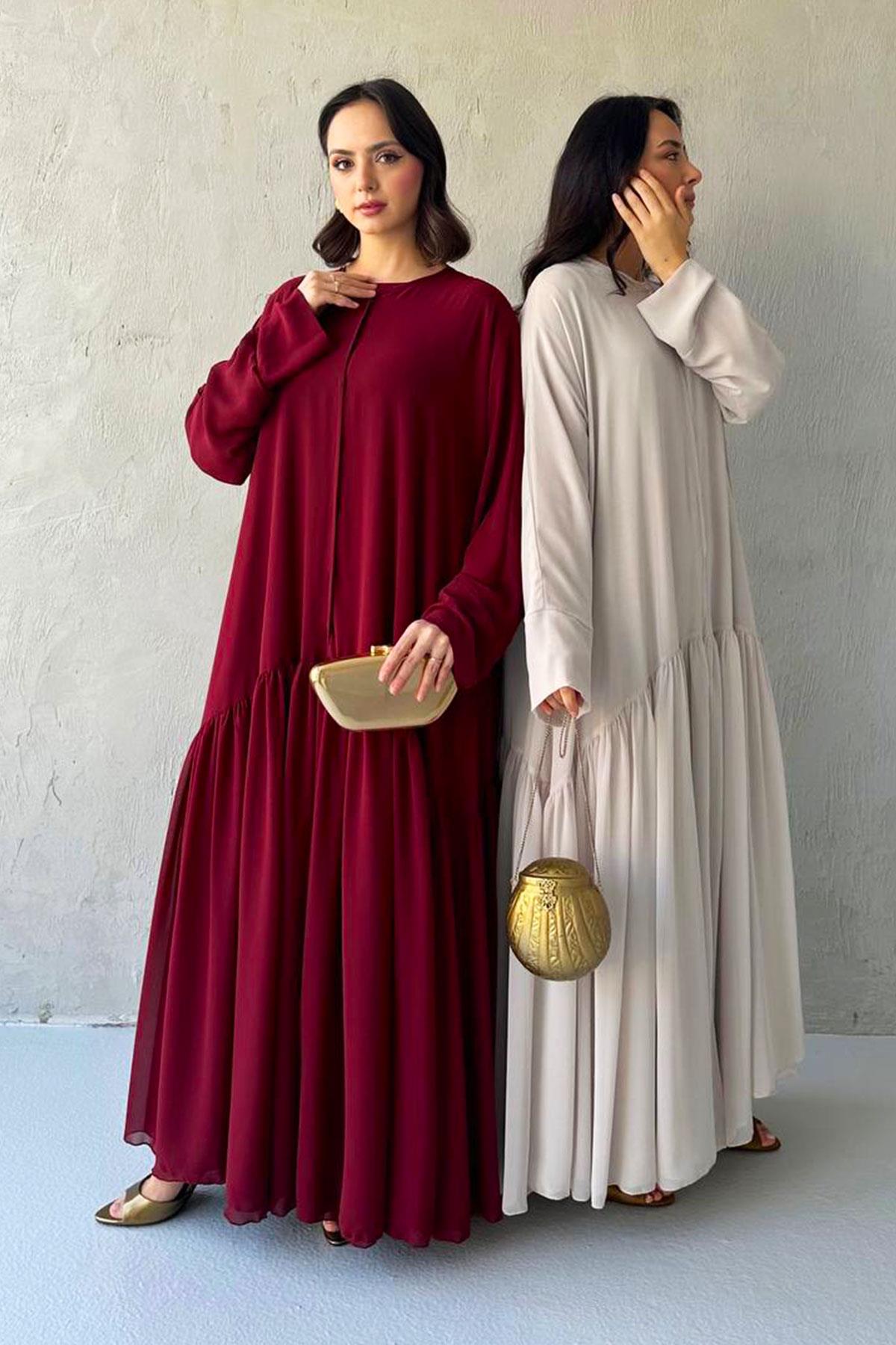 Liva Şifon Abaya -Bordo