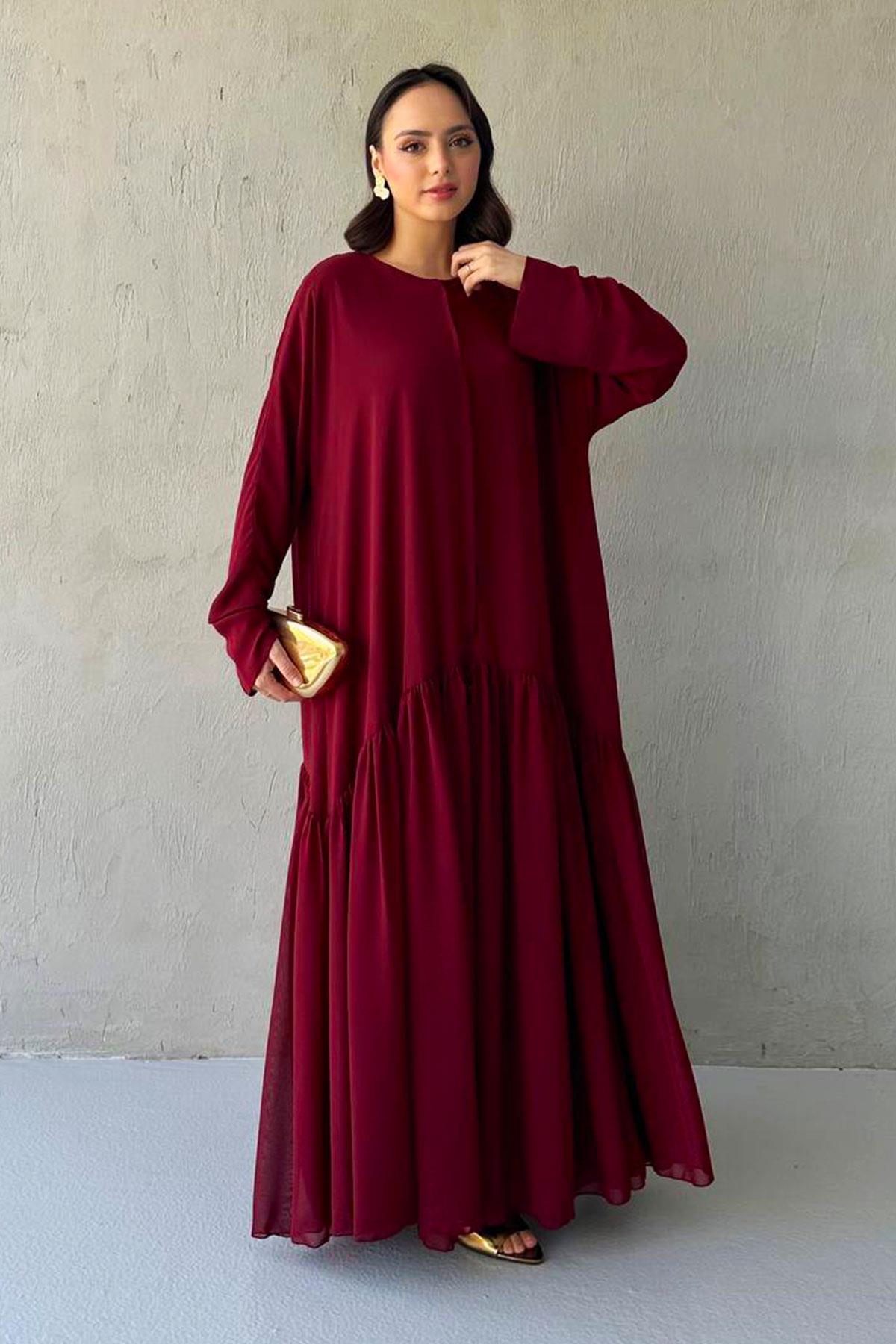 Liva Şifon Abaya -Bordo