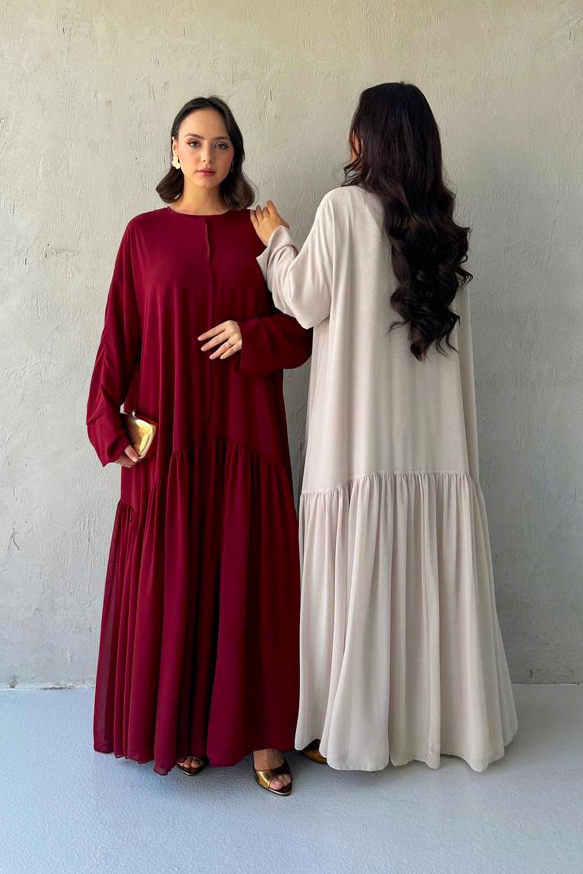 Liva Şifon Abaya -Bordo