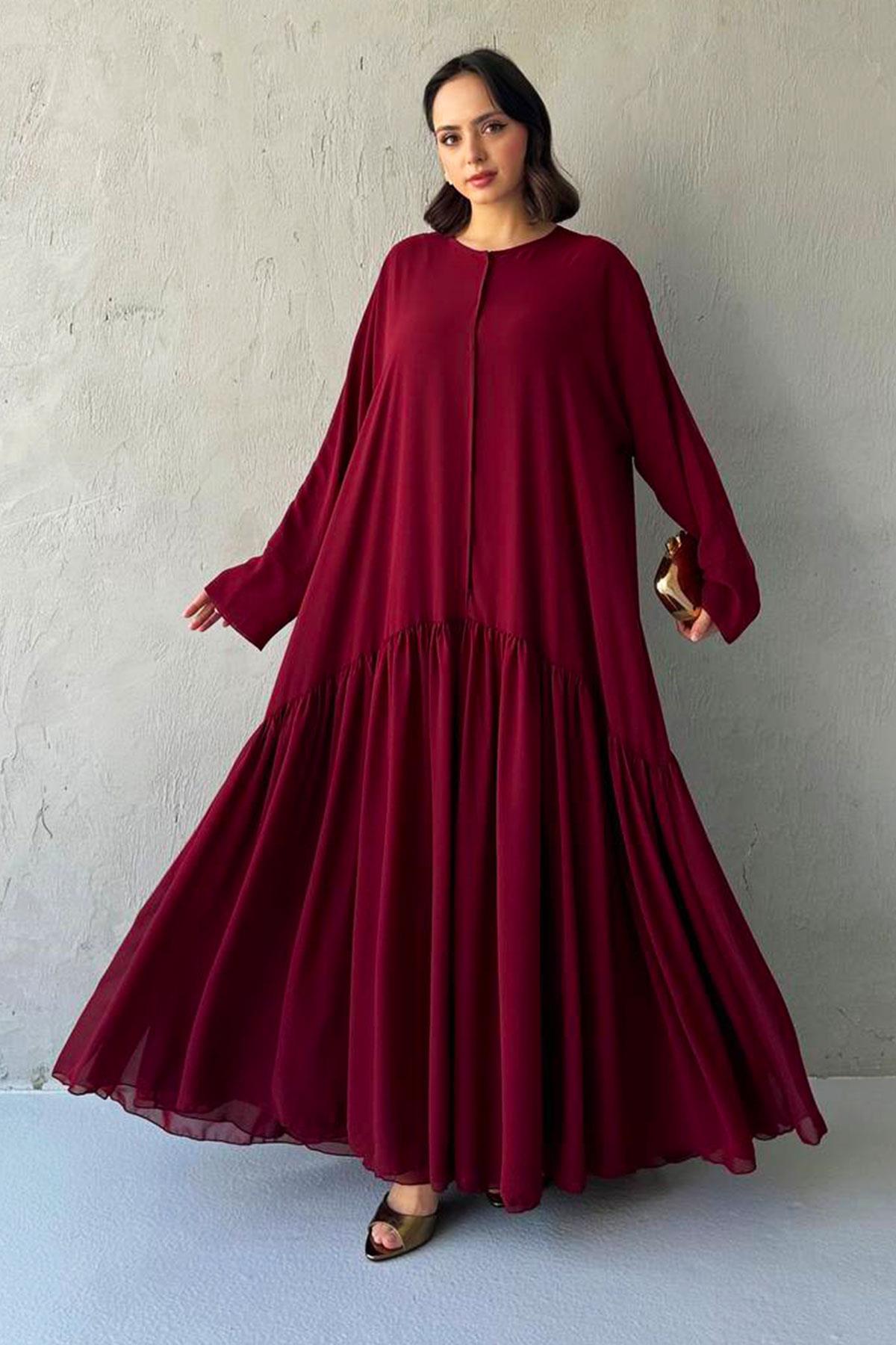 Liva Şifon Abaya -Bordo