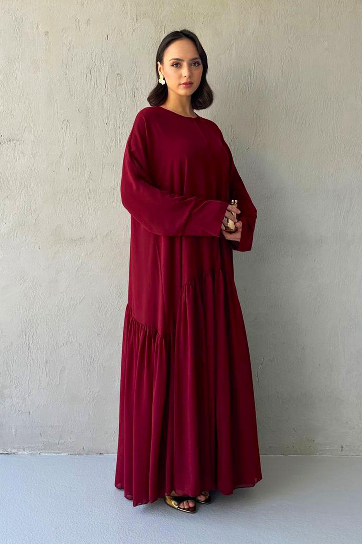 Liva Şifon Abaya -Bordo