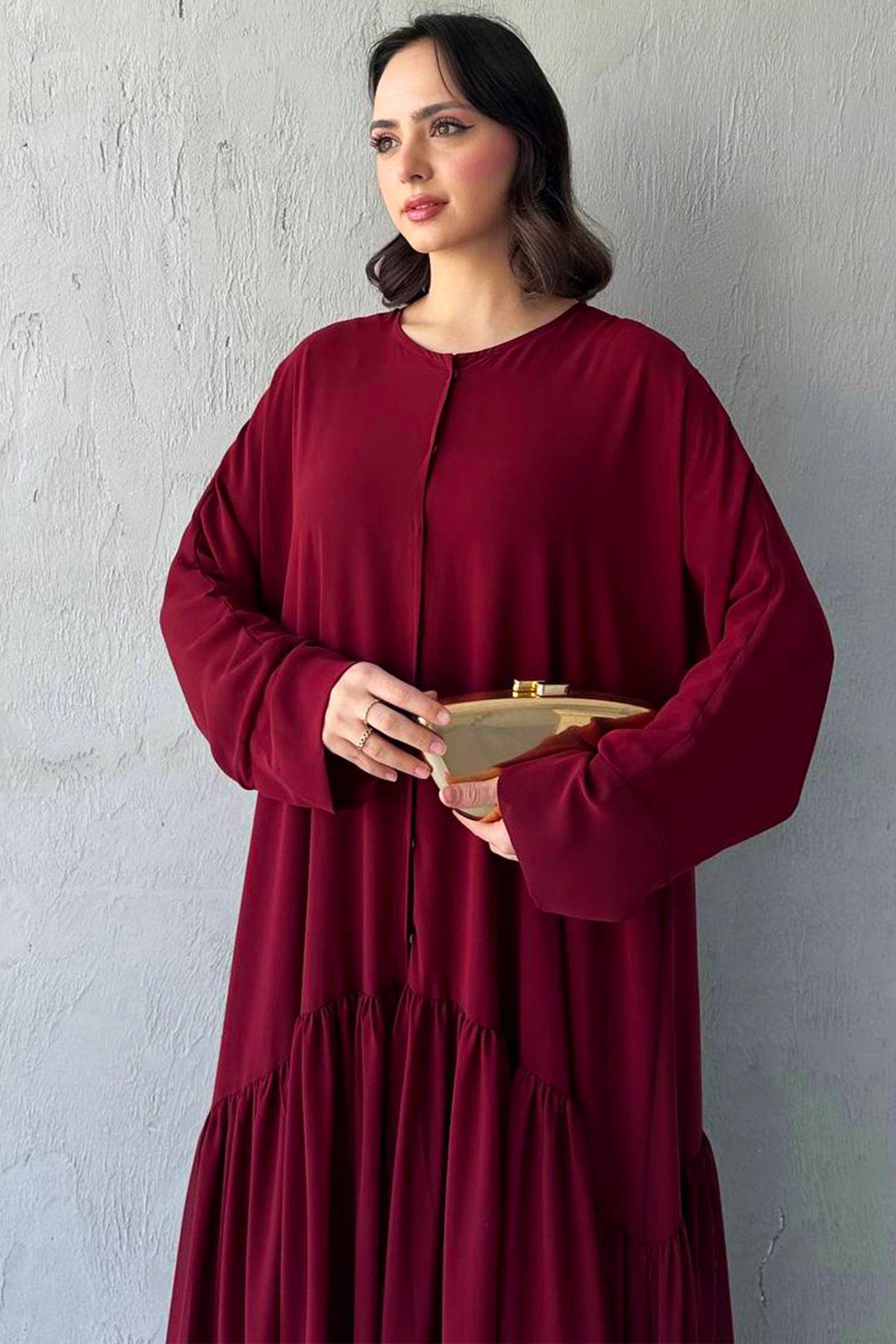 Liva Şifon Abaya -Bordo