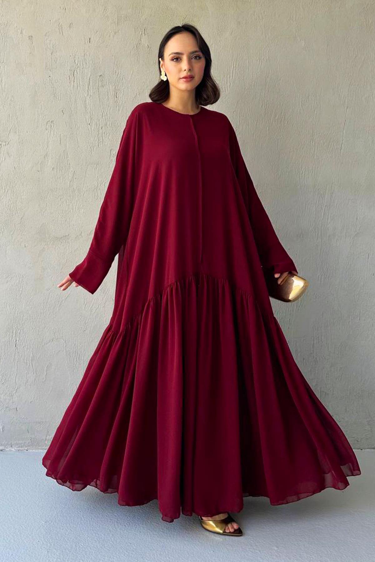 Liva Şifon Abaya -Bordo