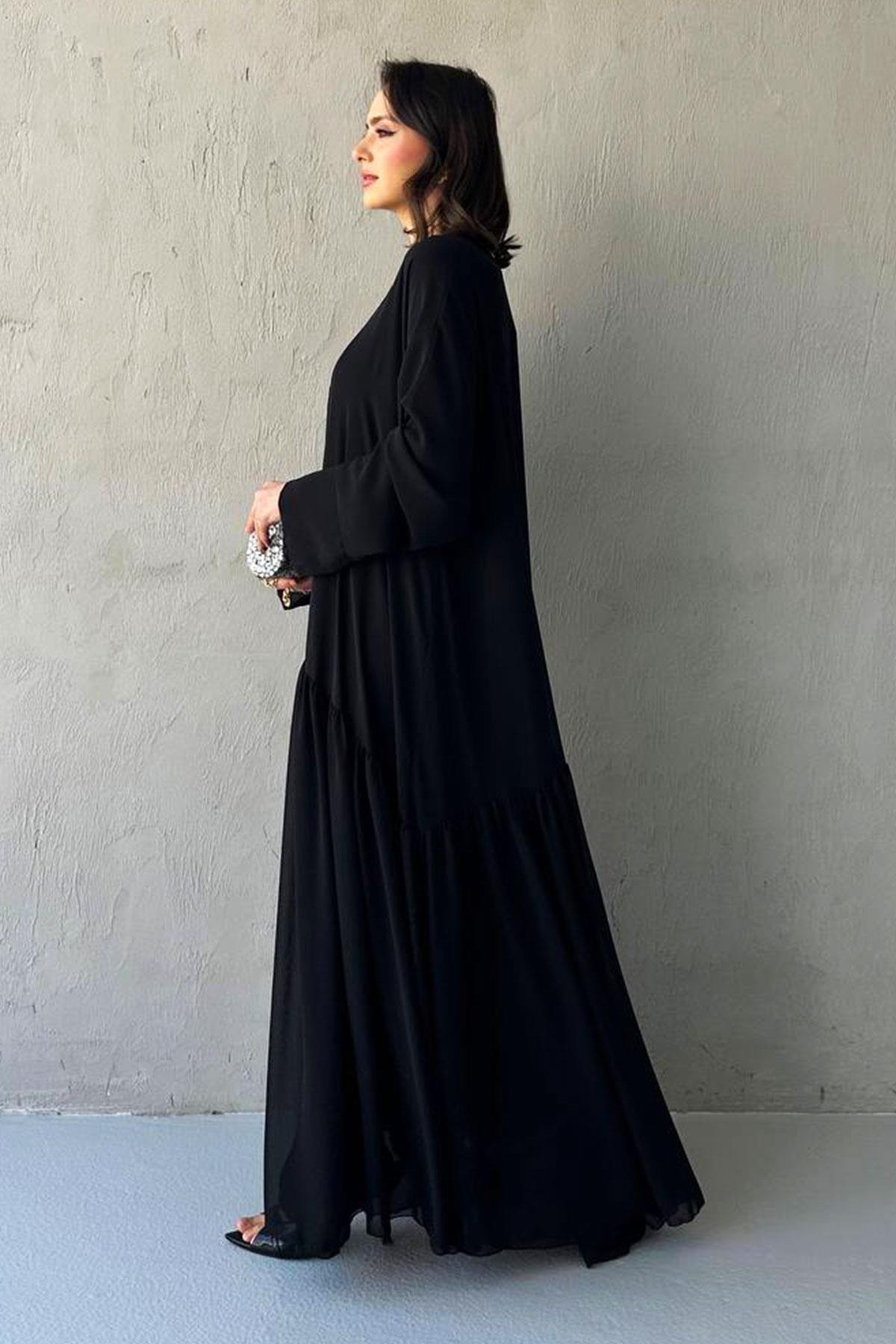 Liva Şifon Abaya -Siyah