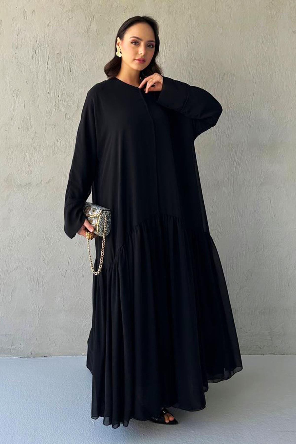 Liva Şifon Abaya -Siyah