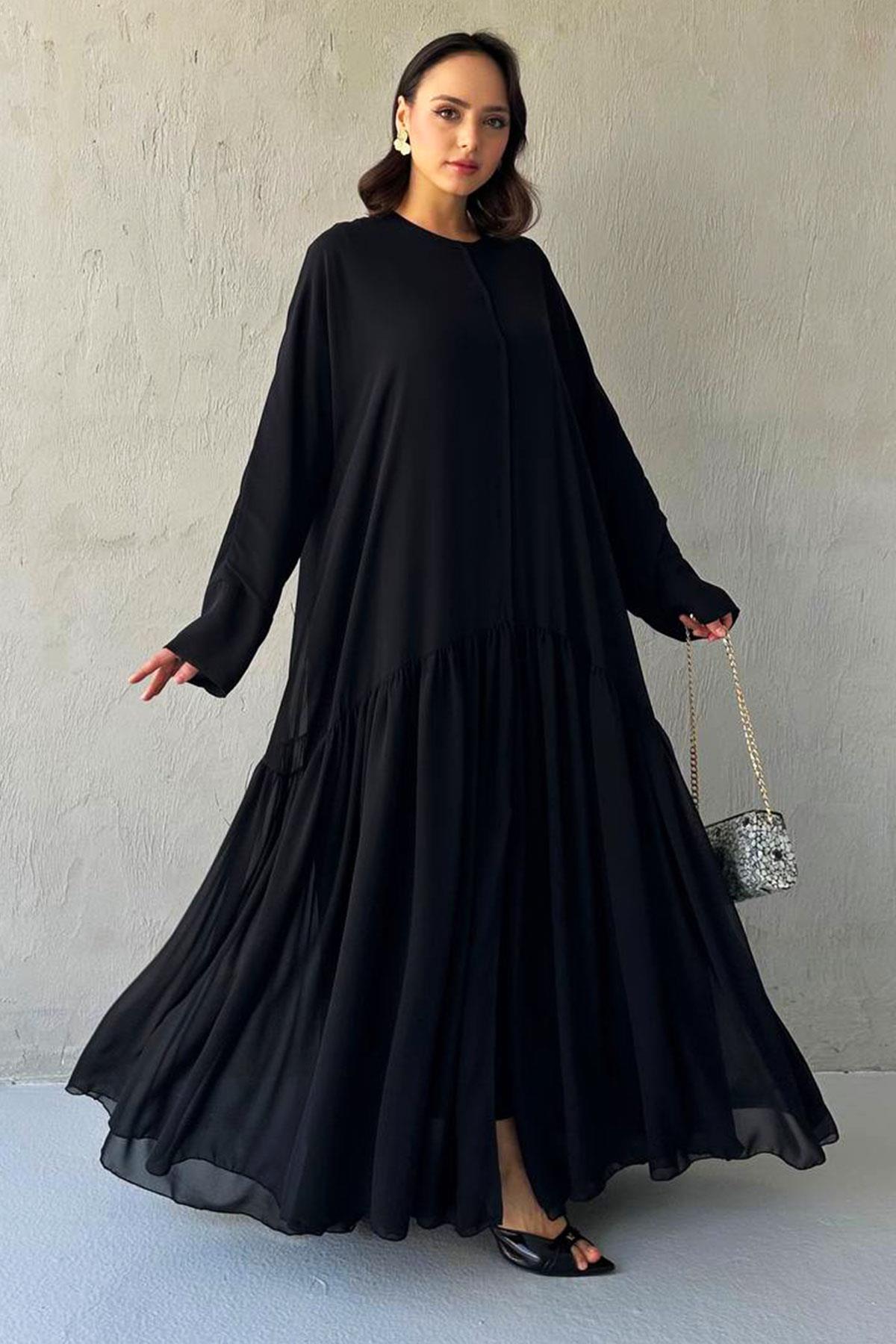 Liva Şifon Abaya -Siyah