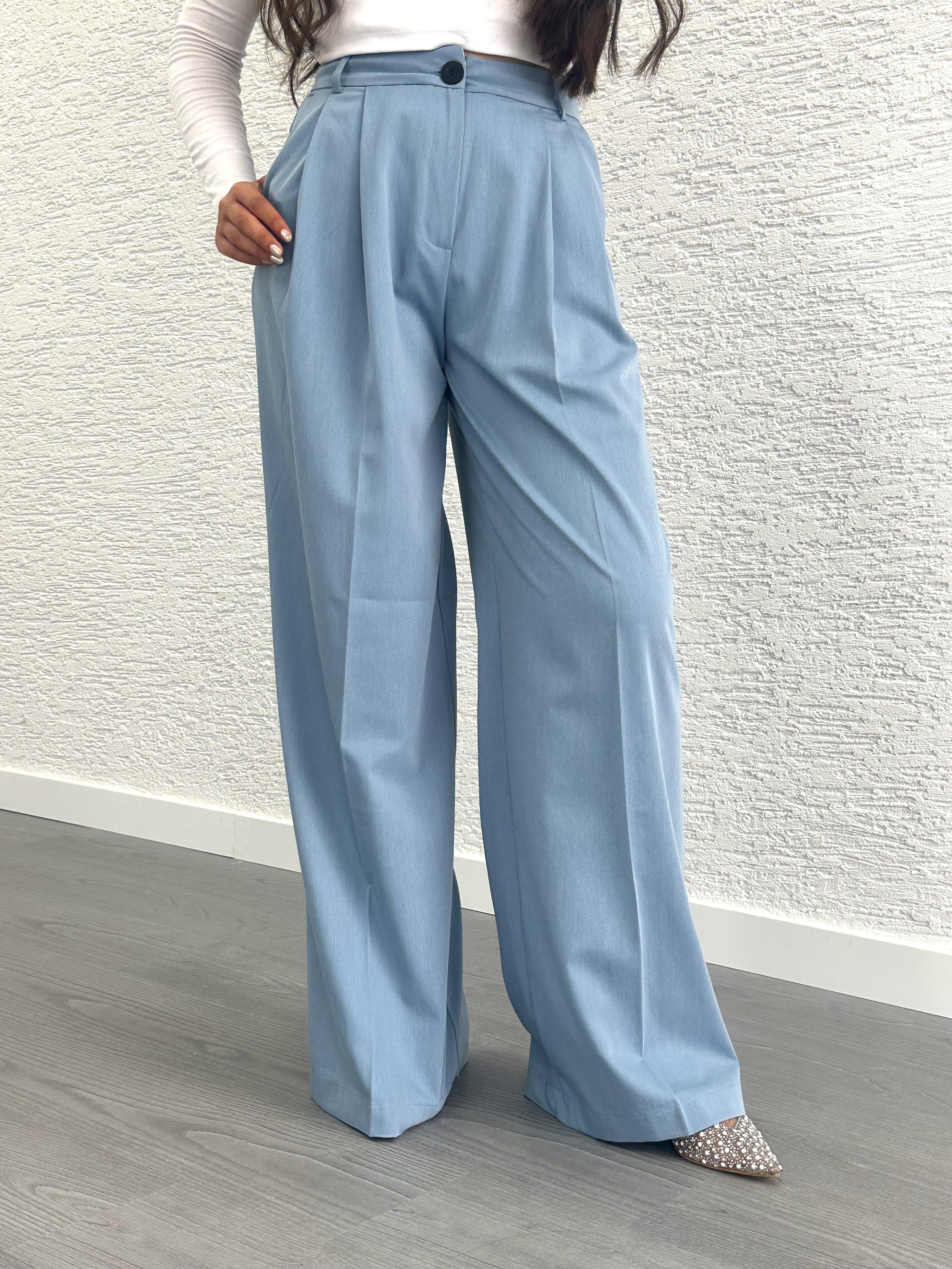 Mavi Pile Detay Palazzo Pantolon 