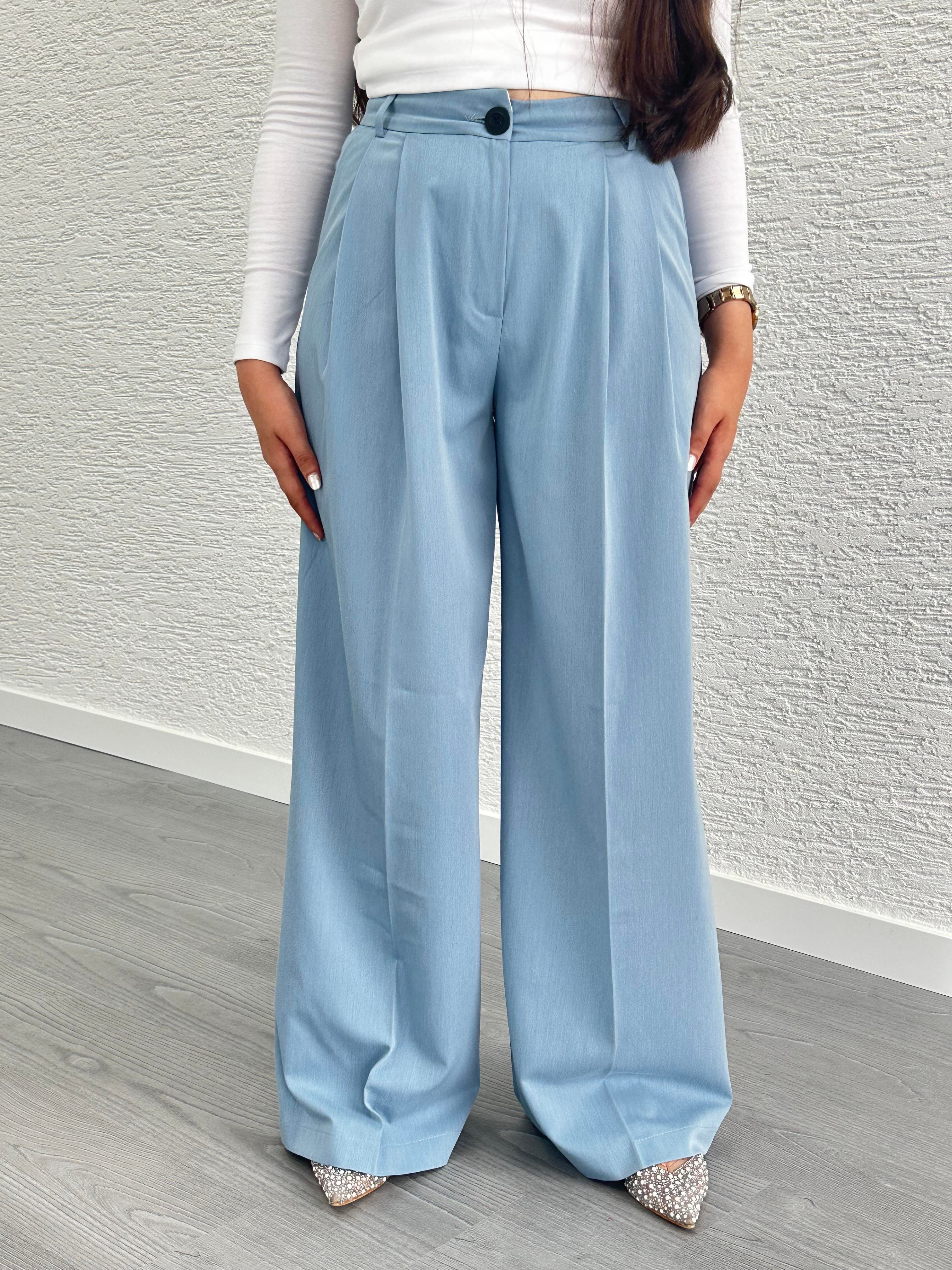 Mavi Pile Detay Palazzo Pantolon 