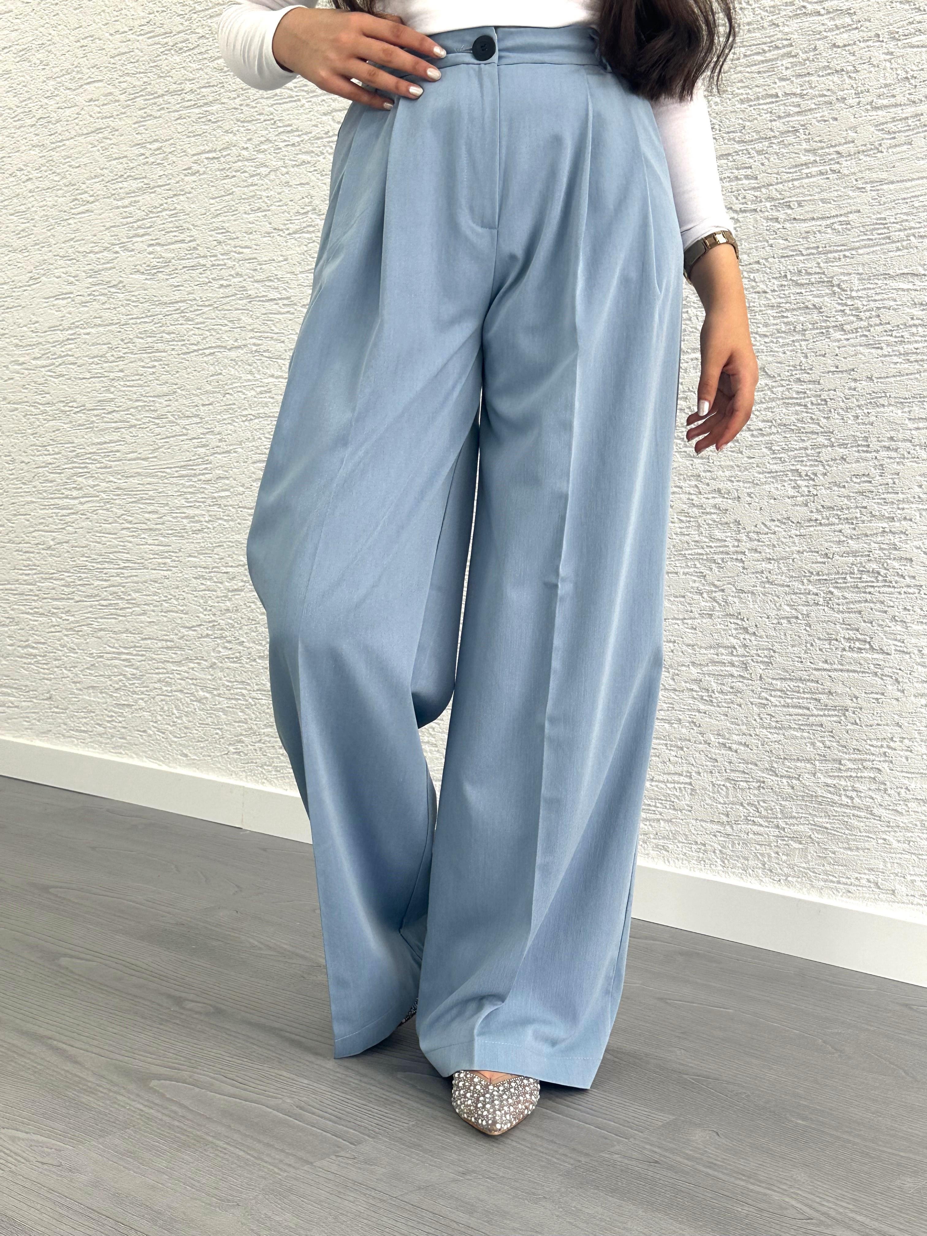 Mavi Pile Detay Palazzo Pantolon 