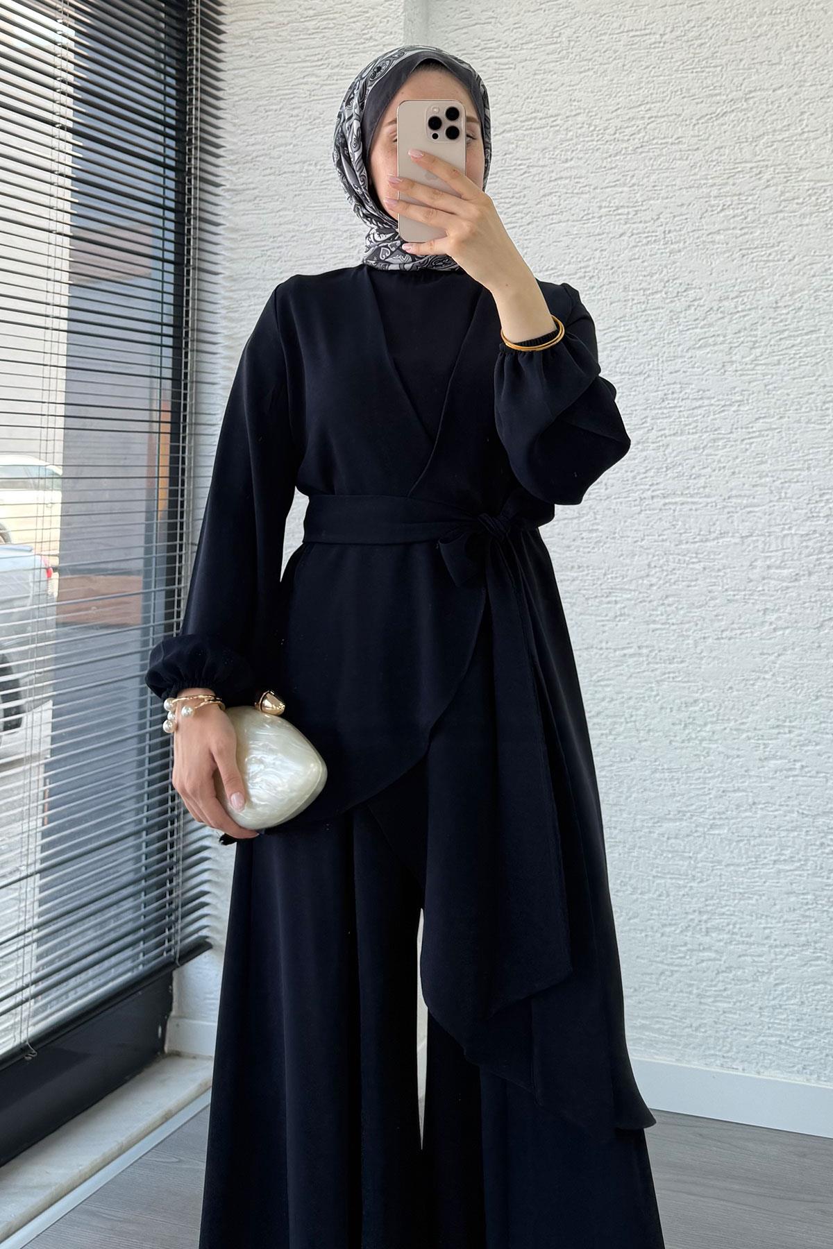 Nora Asimetrik Pantolonlu Takım – Lacivert
