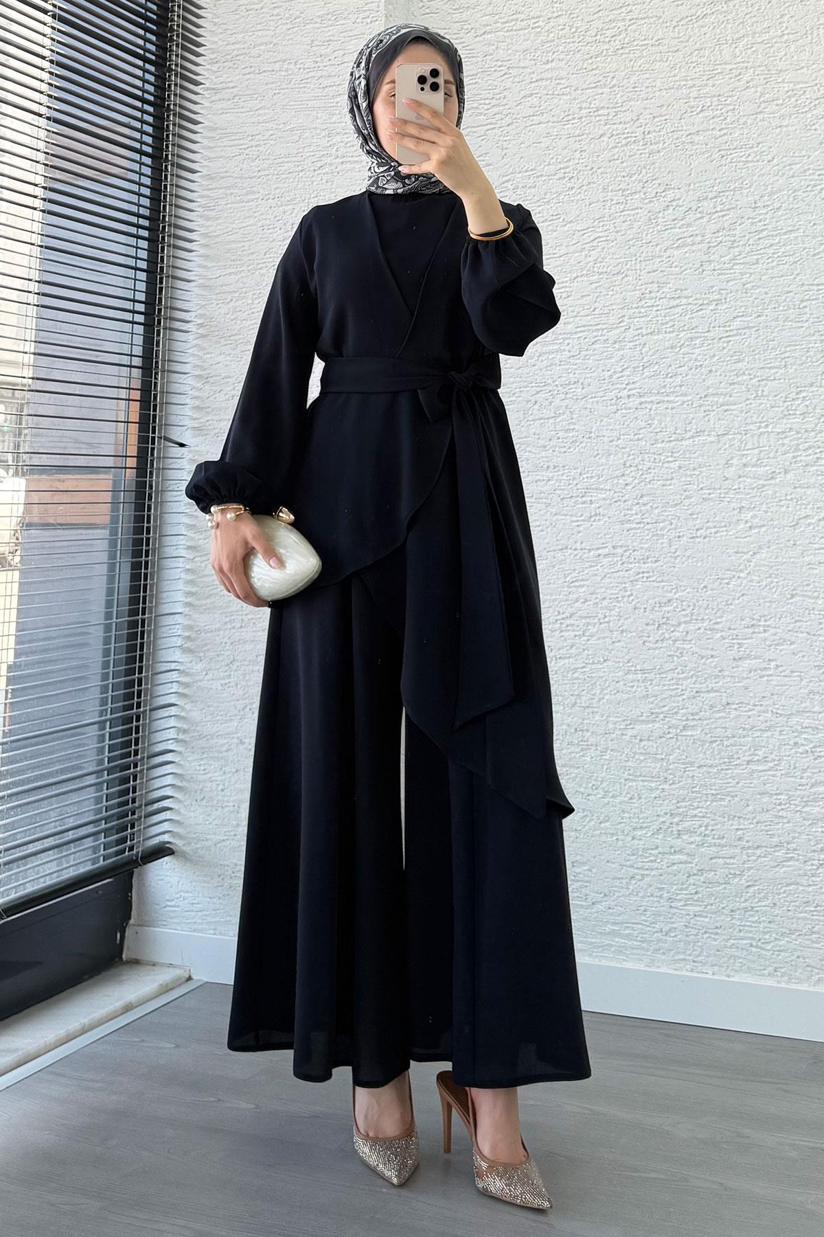 Nora Asimetrik Pantolonlu Takım – Lacivert