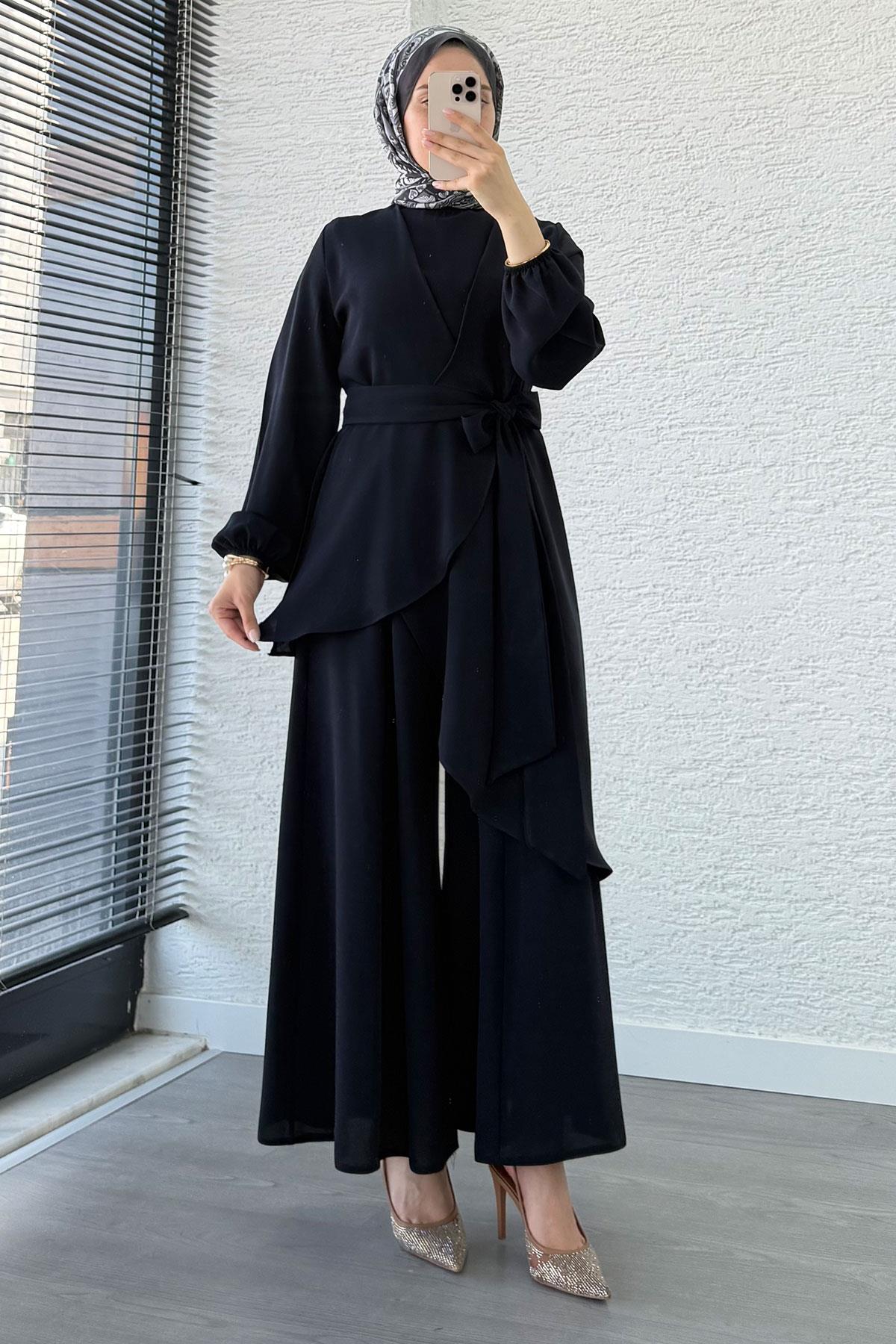 Nora Asimetrik Pantolonlu Takım – Lacivert