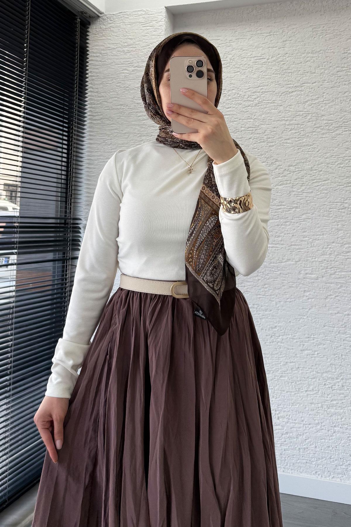 Omuz Drapeli Kadın Bluz-Ekru