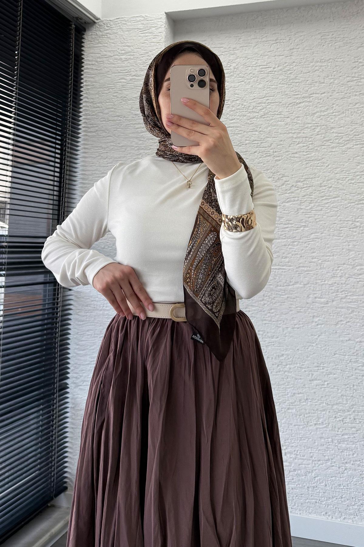 Omuz Drapeli Kadın Bluz-Ekru