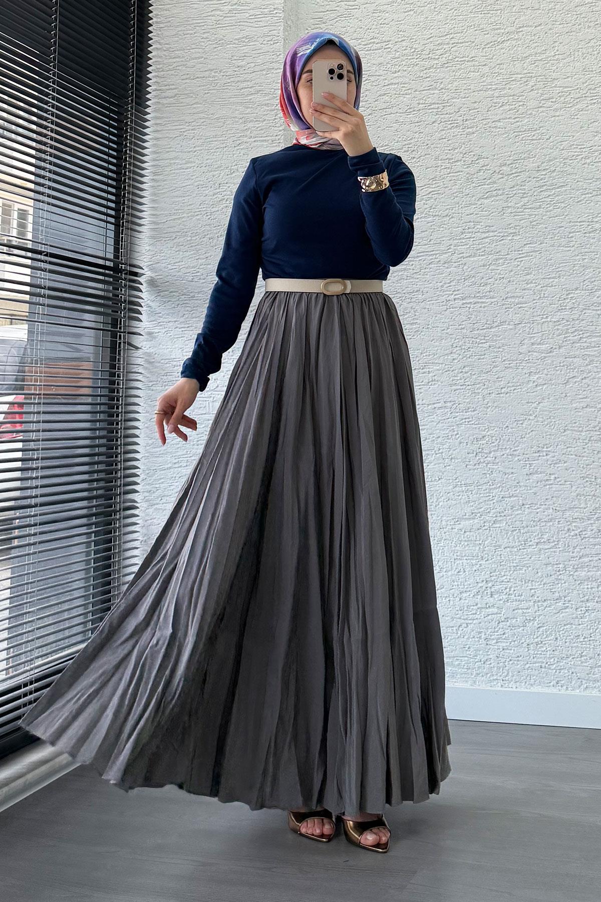 Omuz Drapeli Kadın Bluz-Lacivert