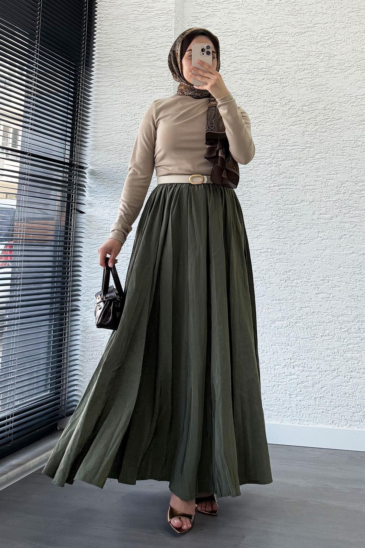 Omuz Drapeli Kadın Bluz-Vizon