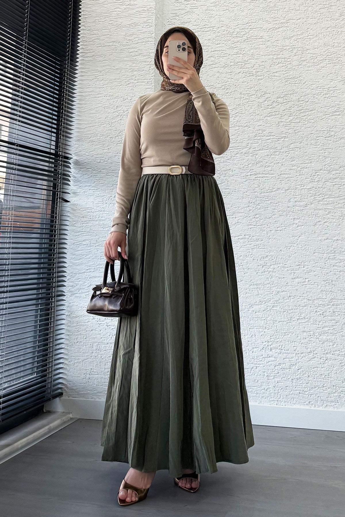 Omuz Drapeli Kadın Bluz-Vizon