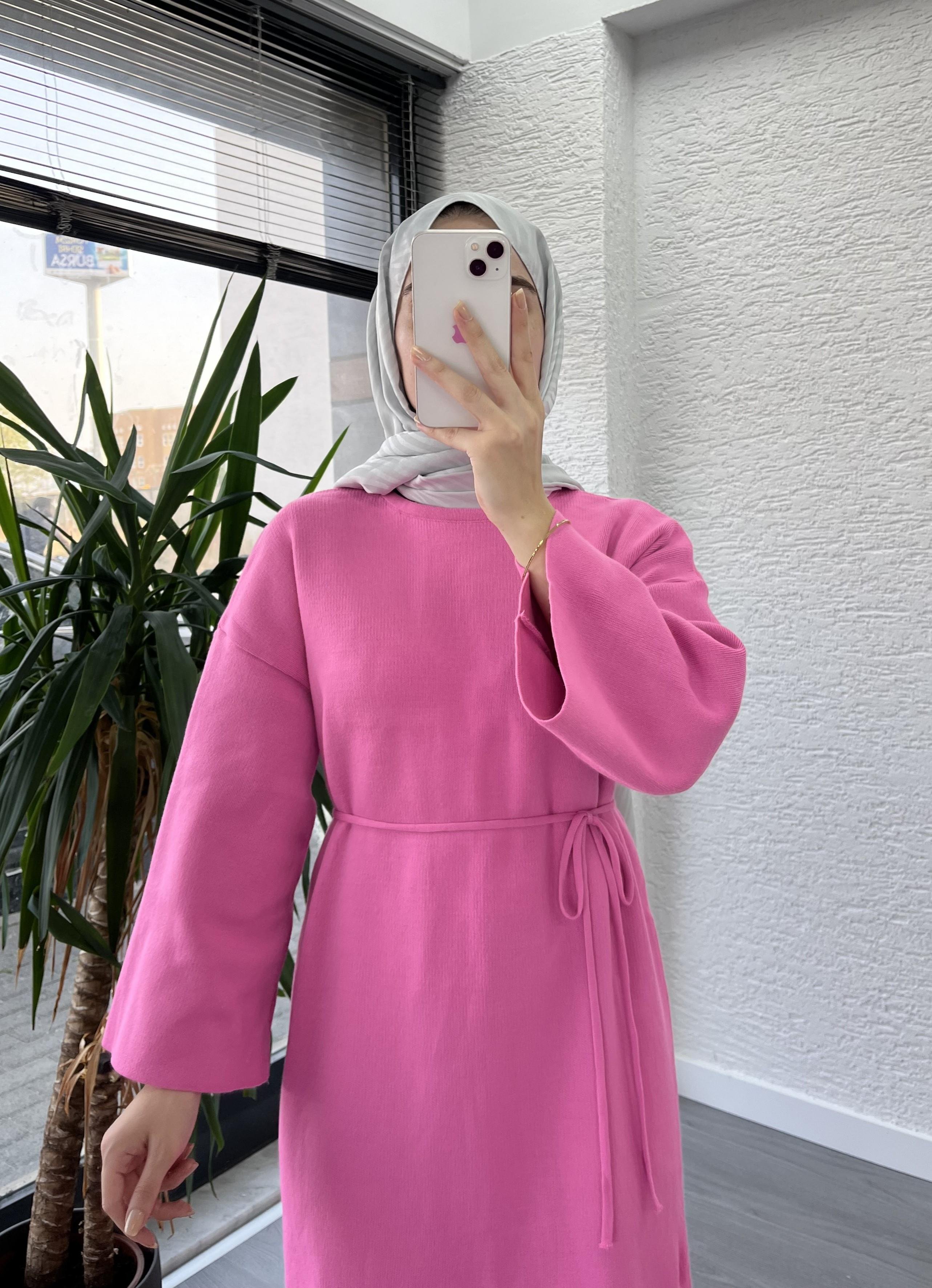 Pembe Amore Triko Elbise