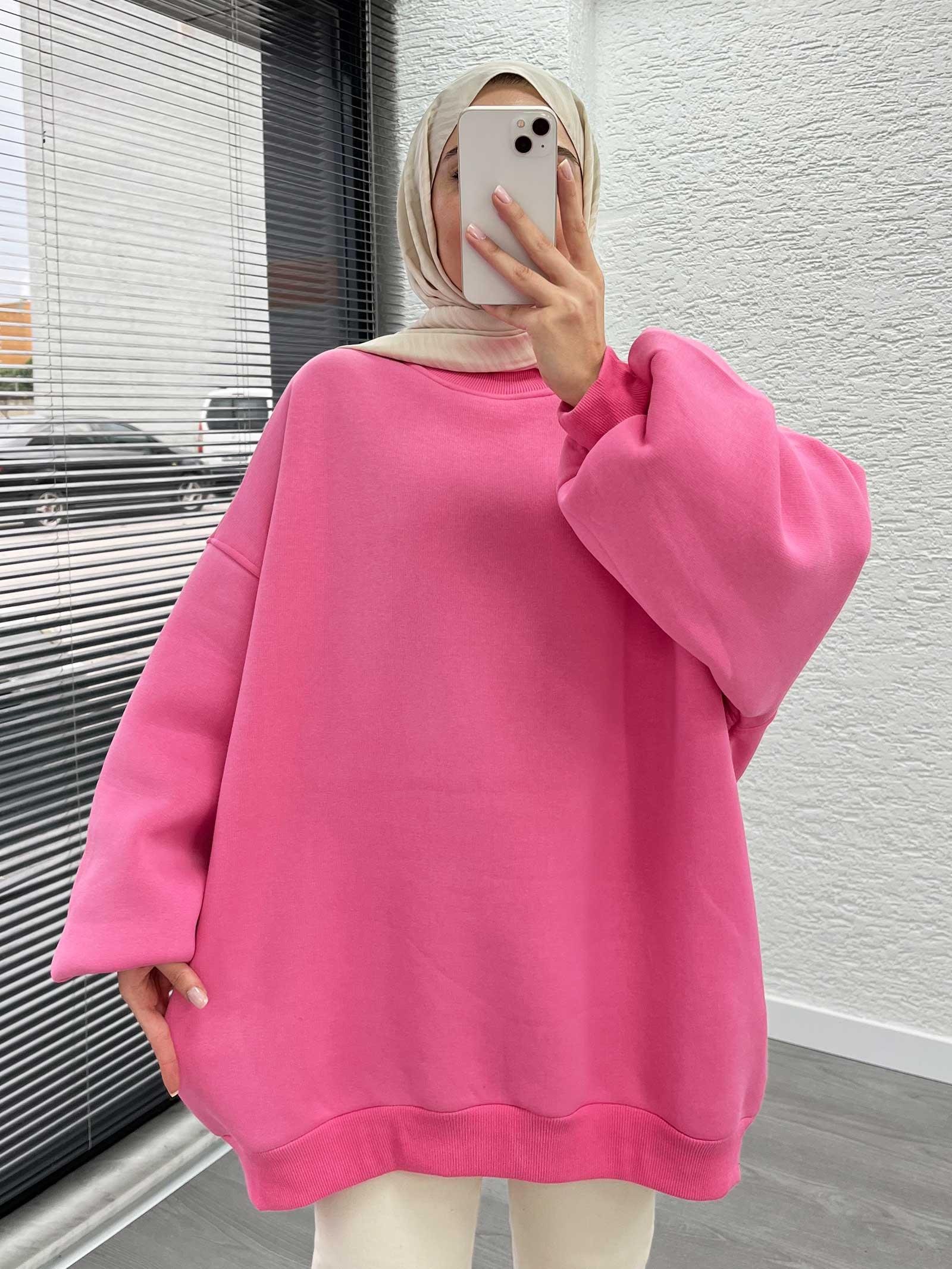Pembe Oversize Balon Kollu Sweat 