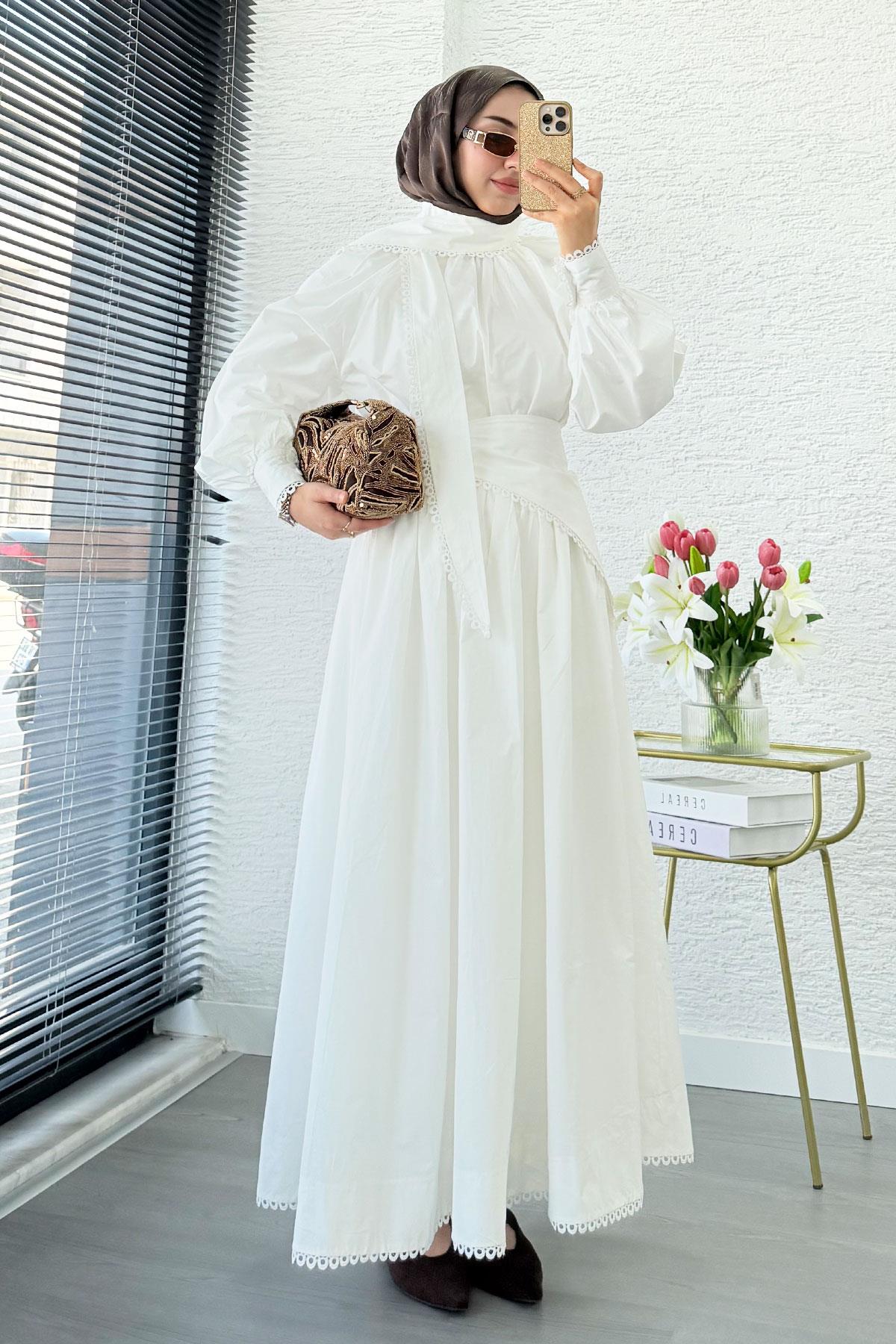 Premium MNK Model Poplin Etekli Takım – Beyaz