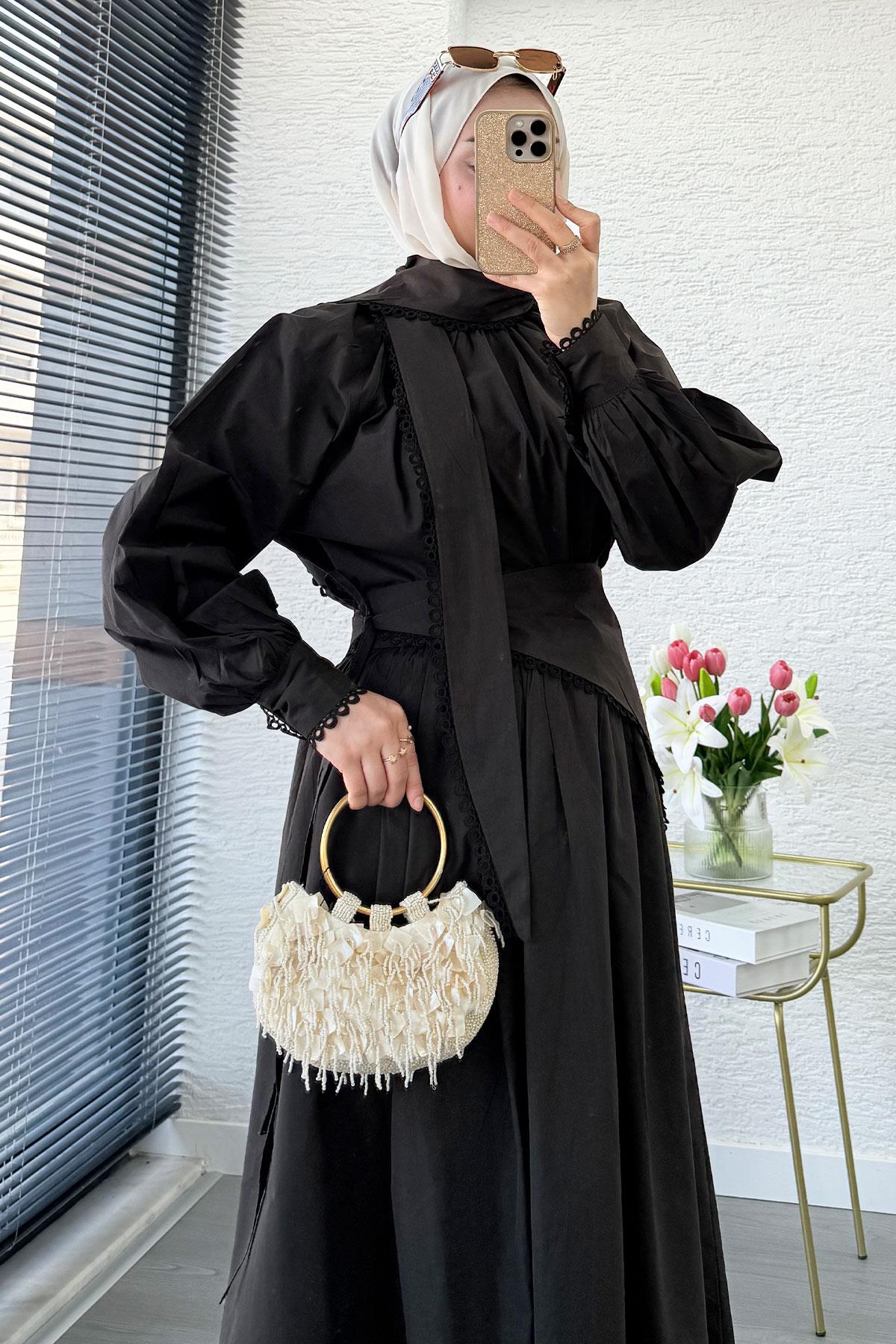 Premium MNK Model Poplin Etekli Takım – Kahverengi