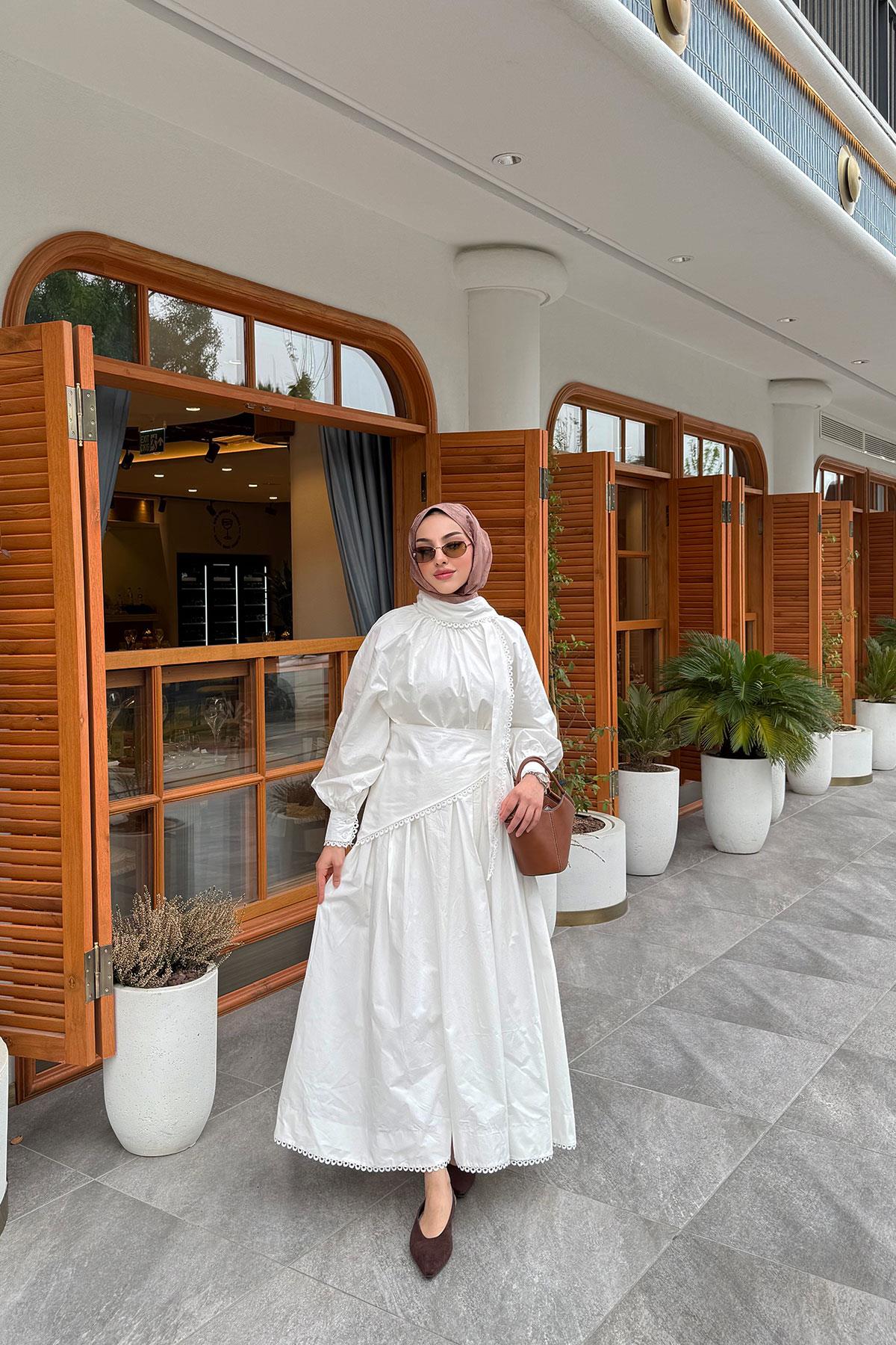 Premium MNK Model Poplin Etekli Takım – Beyaz