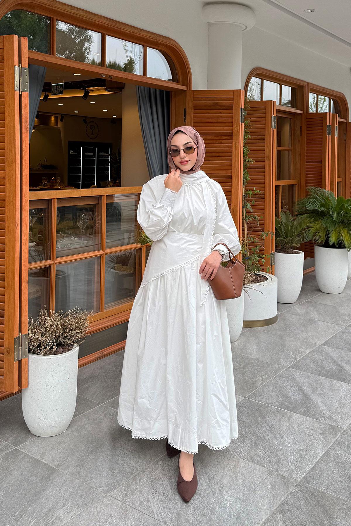 Premium MNK Model Poplin Etekli Takım – Beyaz