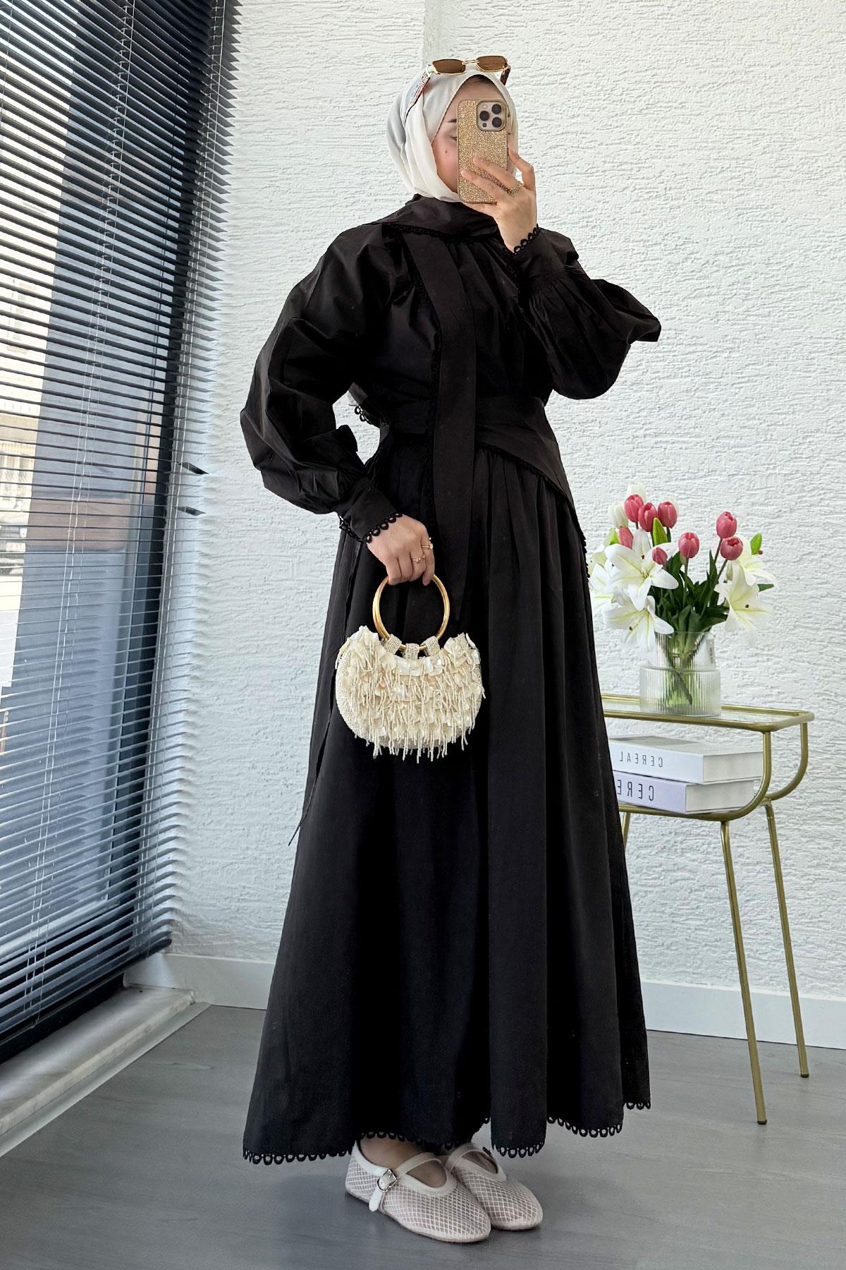 Premium MNK Model Poplin Etekli Takım – Kahverengi
