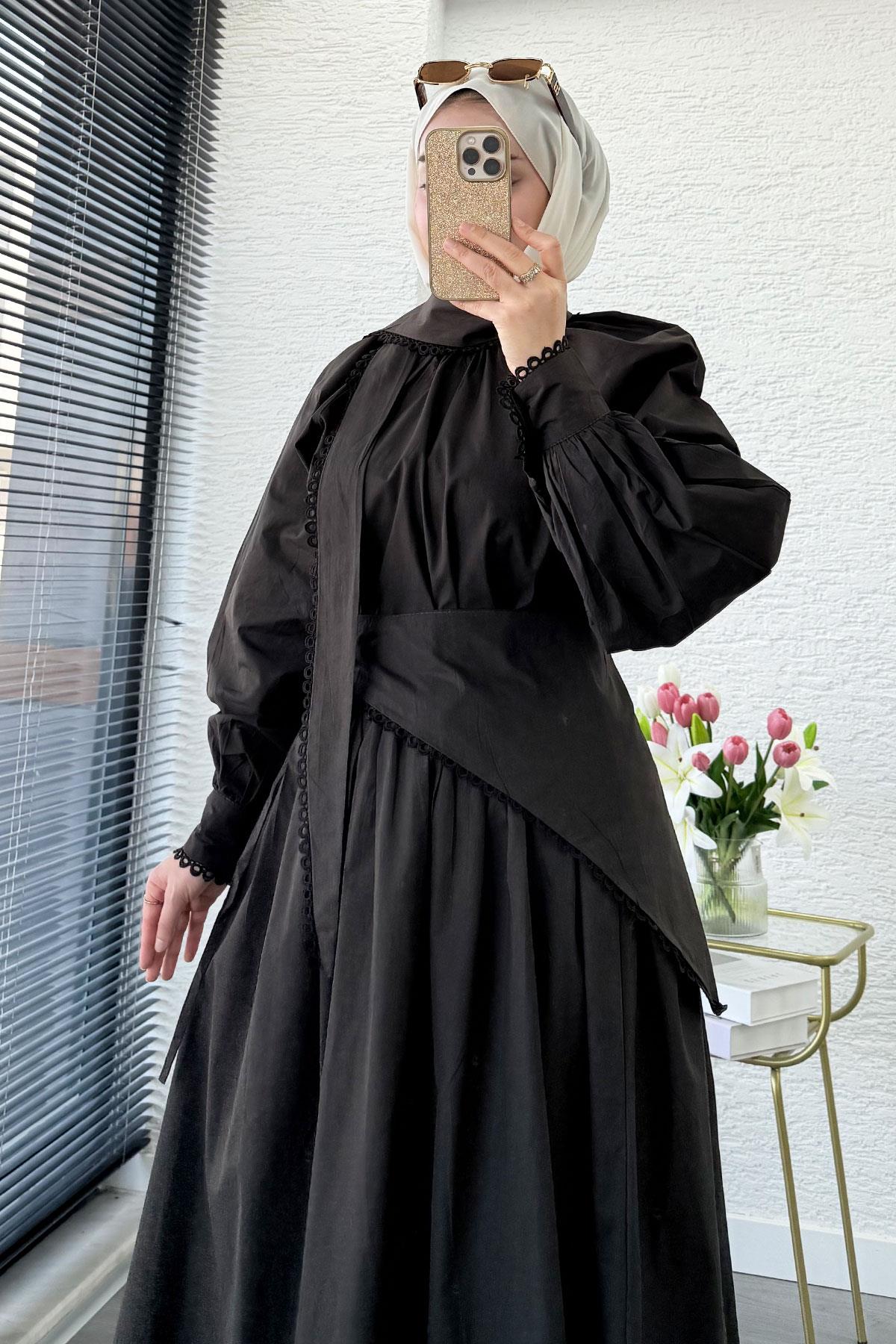 Premium MNK Model Poplin Etekli Takım – Kahverengi