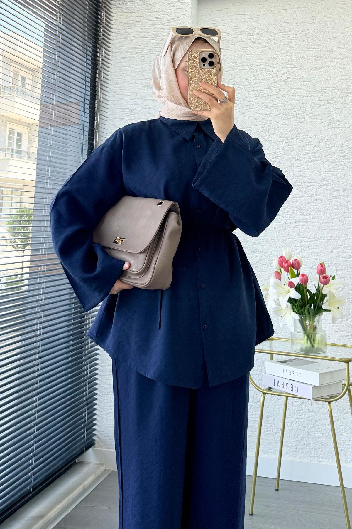 Premium Oversize Basic Modal Kadın İkili Takım - Lacivert