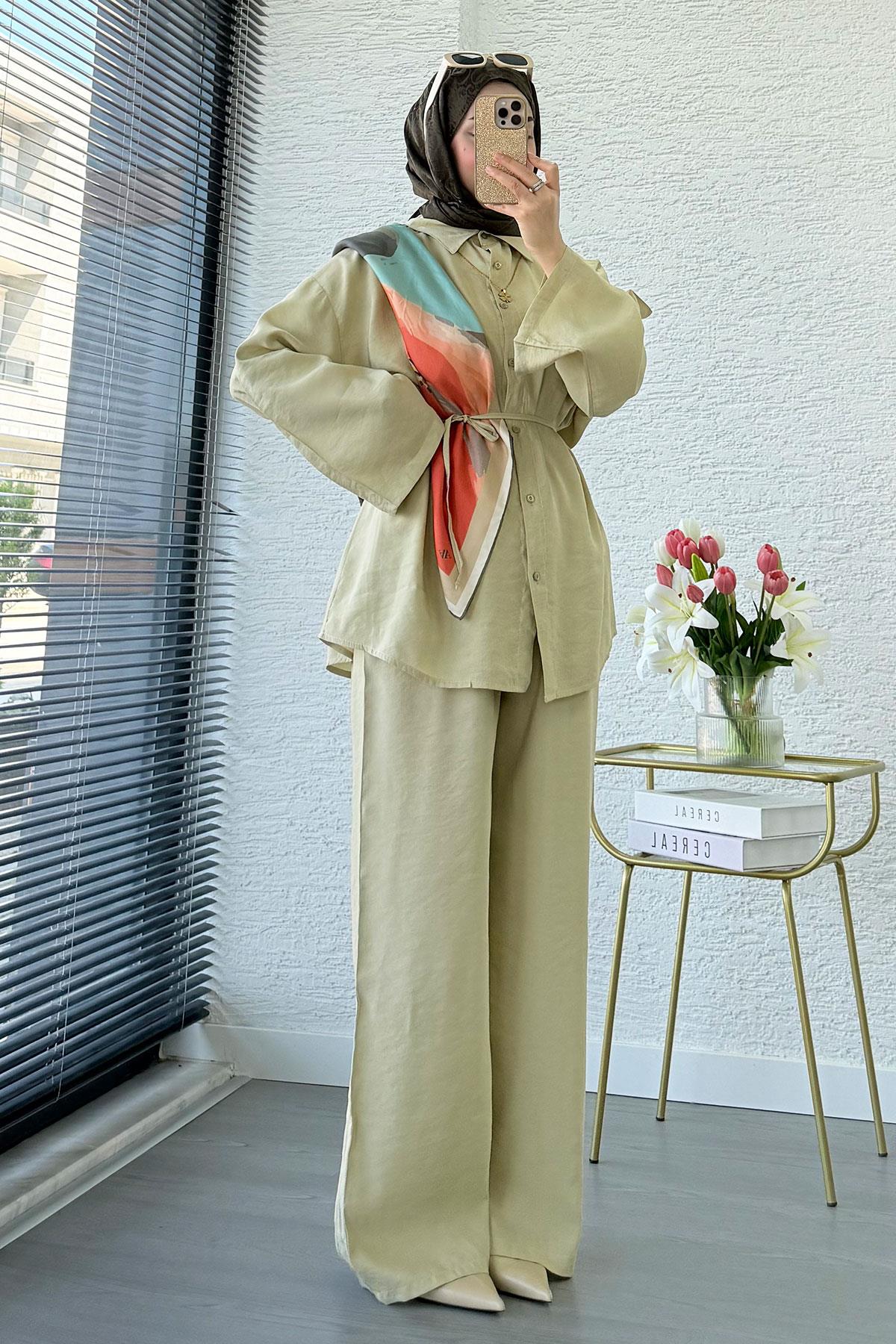 Premium Oversize Basic Modal Kadın İkili Takım - Çağla Yeşili