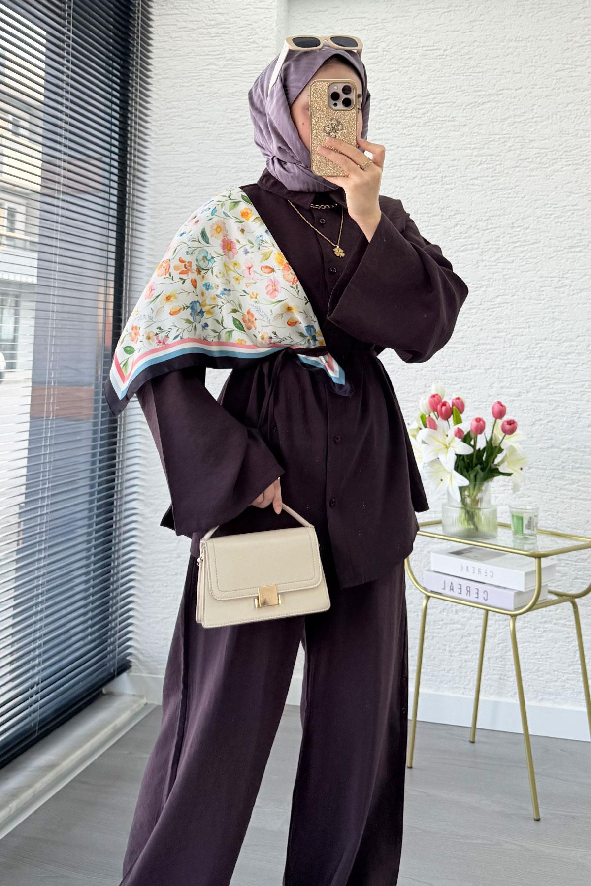 Premium Oversize Basic Modal Kadın İkili Takım - Mürdüm