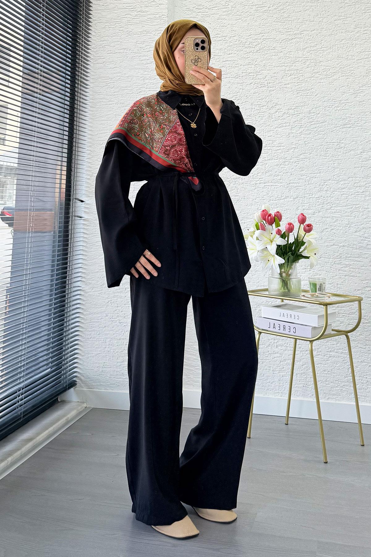 Premium Oversize Basic Modal Kadın İkili Takım - Siyah