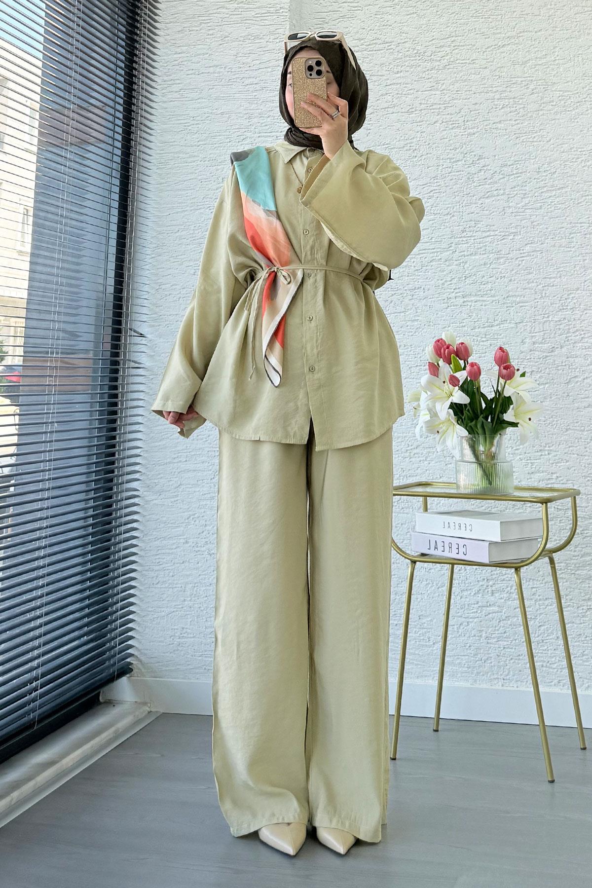 Premium Oversize Basic Modal Kadın İkili Takım - Çağla Yeşili