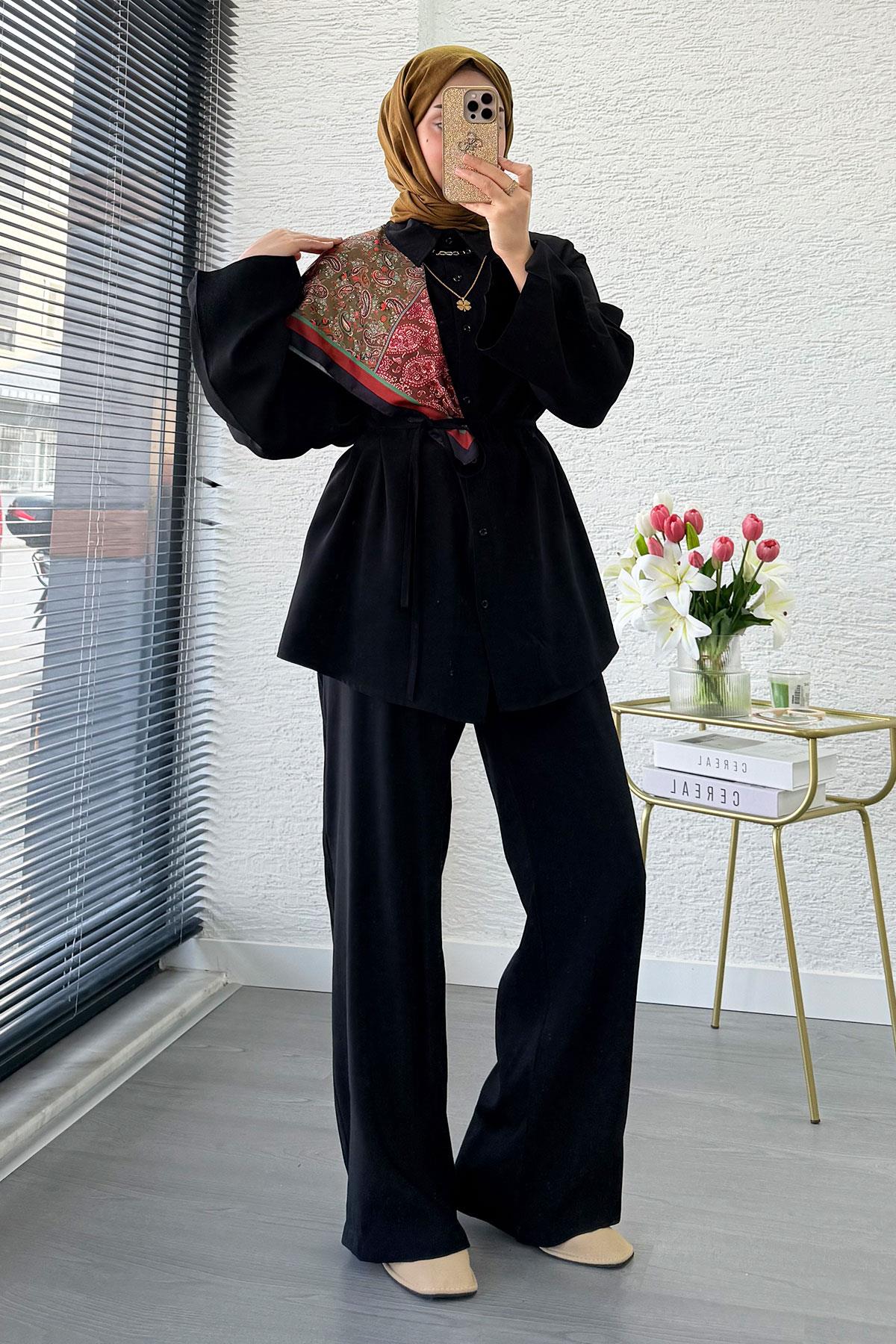 Premium Oversize Basic Modal Kadın İkili Takım - Siyah
