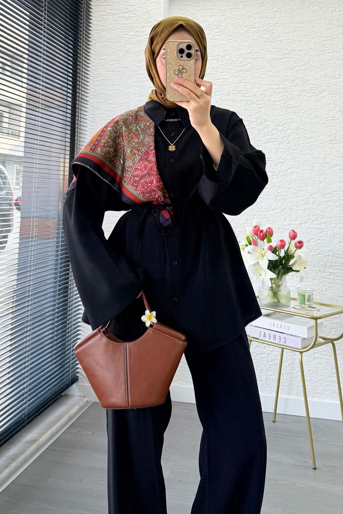 Premium Oversize Basic Modal Kadın İkili Takım - Siyah