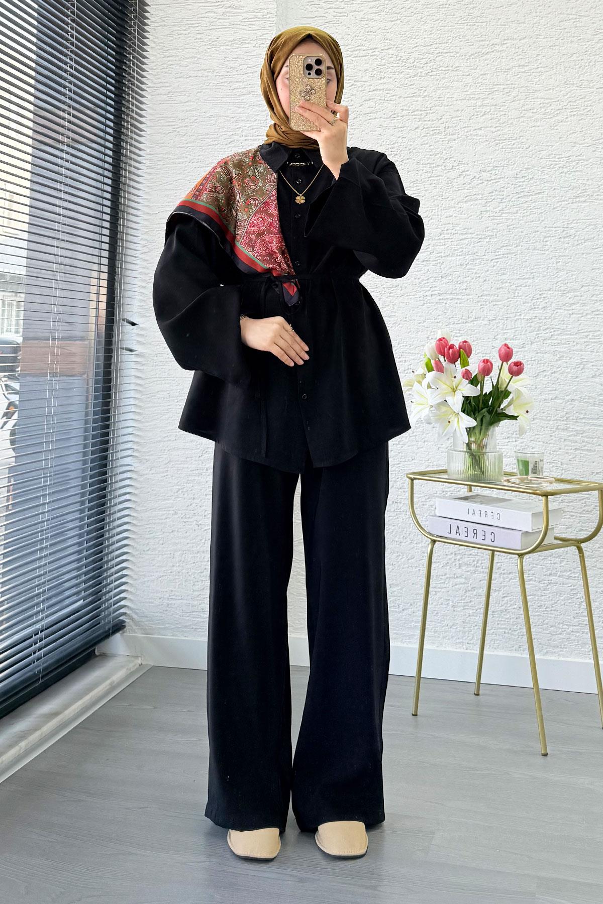 Premium Oversize Basic Modal Kadın İkili Takım - Siyah